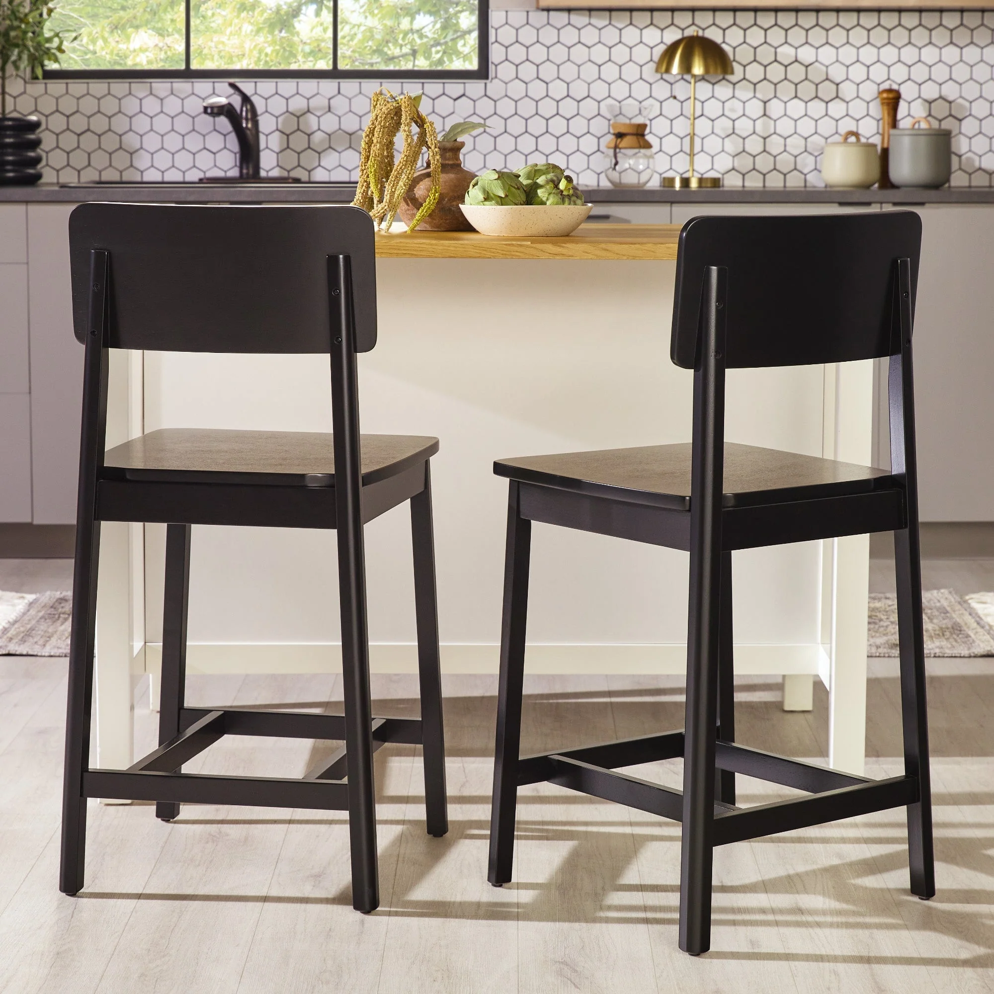 Minimalist Solid Wood Counter Stool, Set of 2 - Image 9