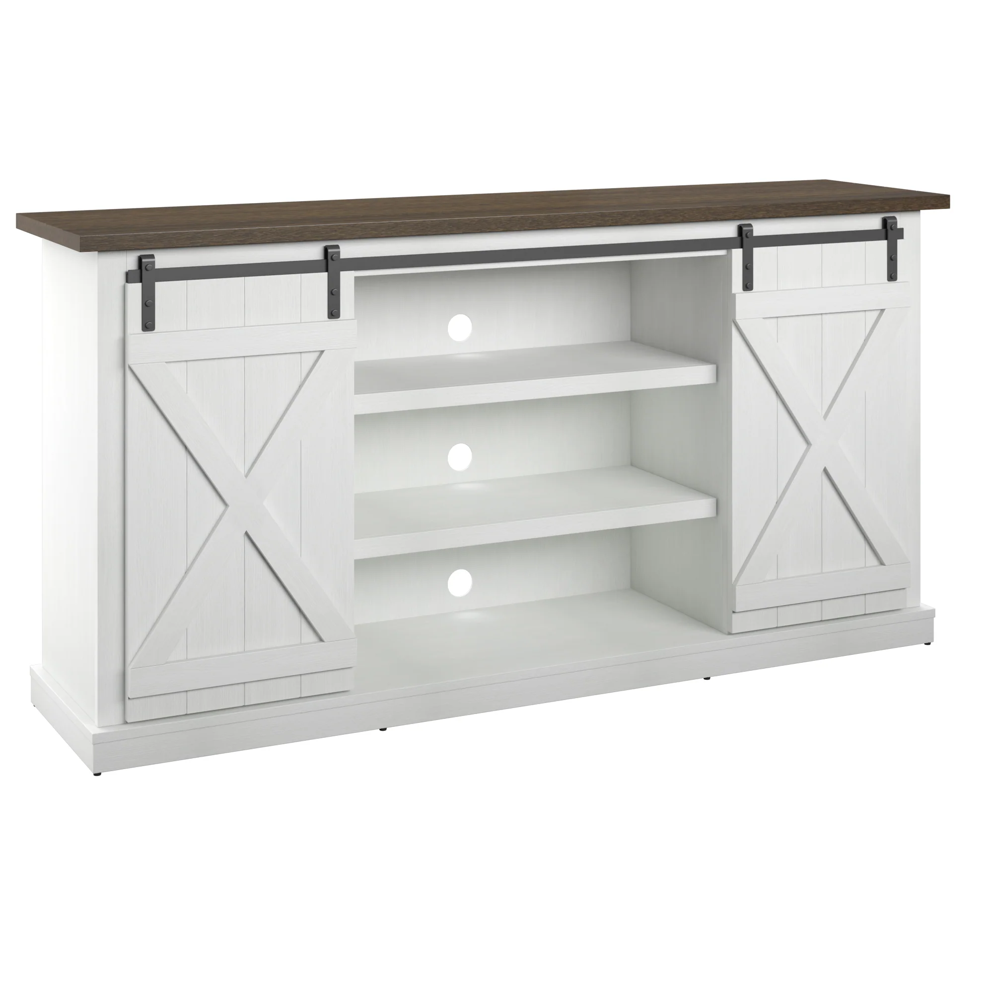 Modern Farmhouse TV Stand with Sliding Barn Doors for TVs up to 70" - Image 13