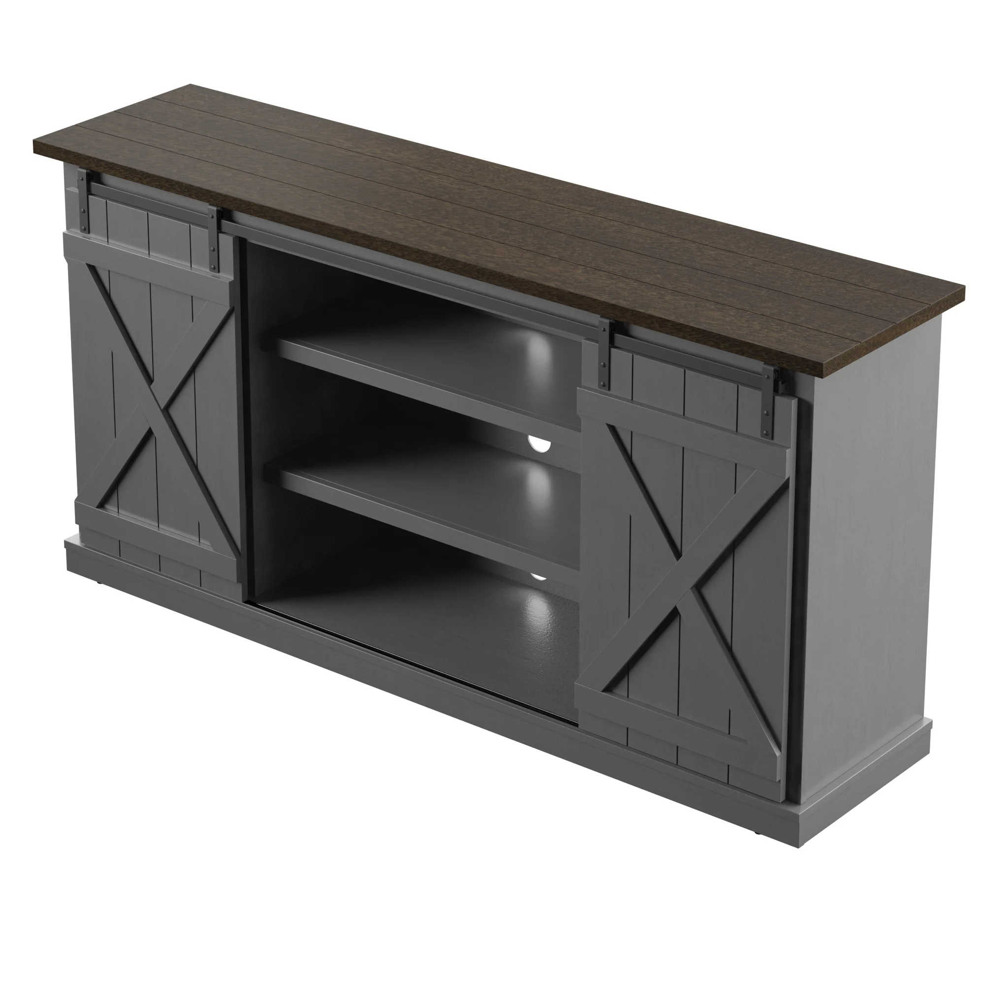 Modern Farmhouse TV Stand with Sliding Barn Doors for TVs up to 70" - Image 18