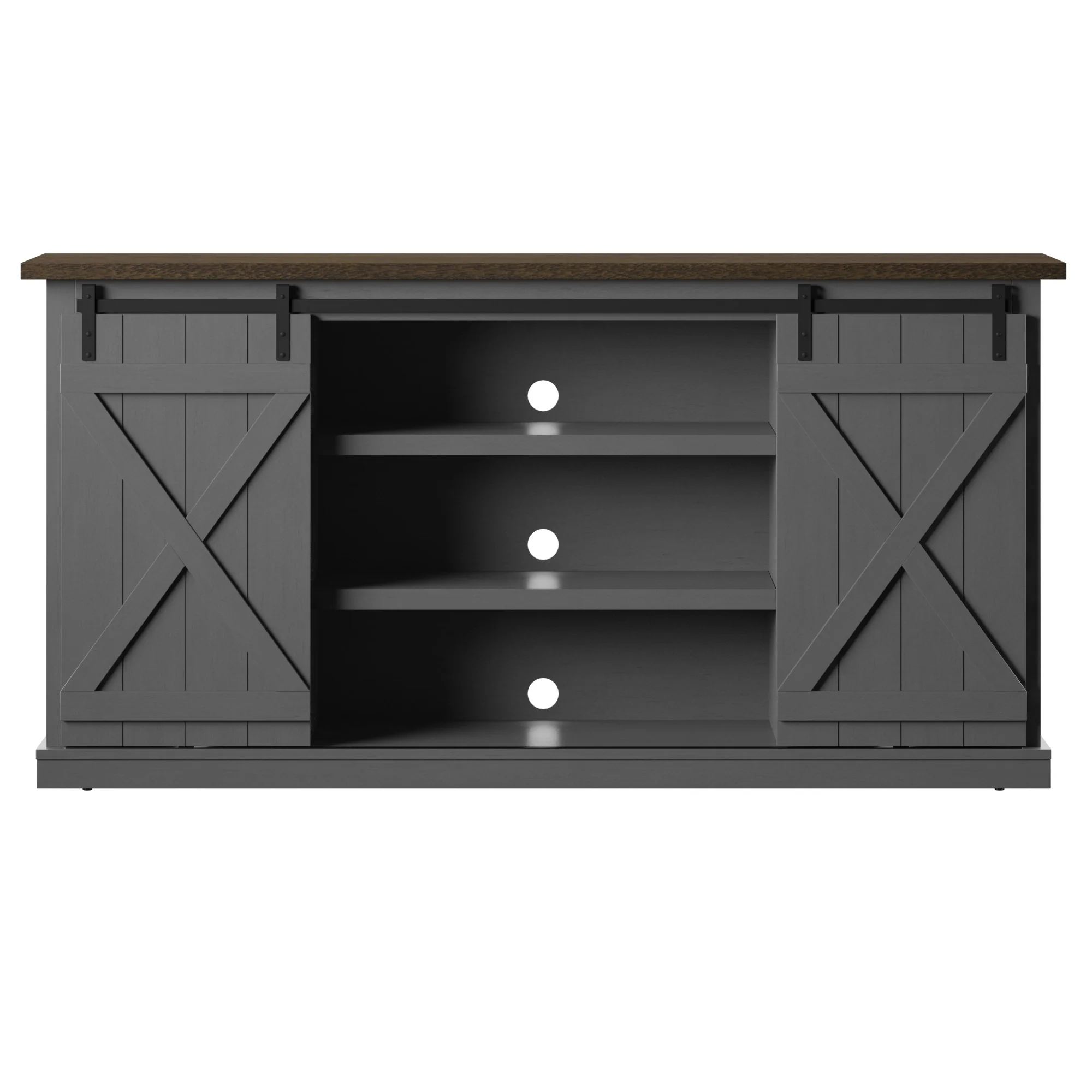 Modern Farmhouse TV Stand with Sliding Barn Doors for TVs up to 70" - Image 20