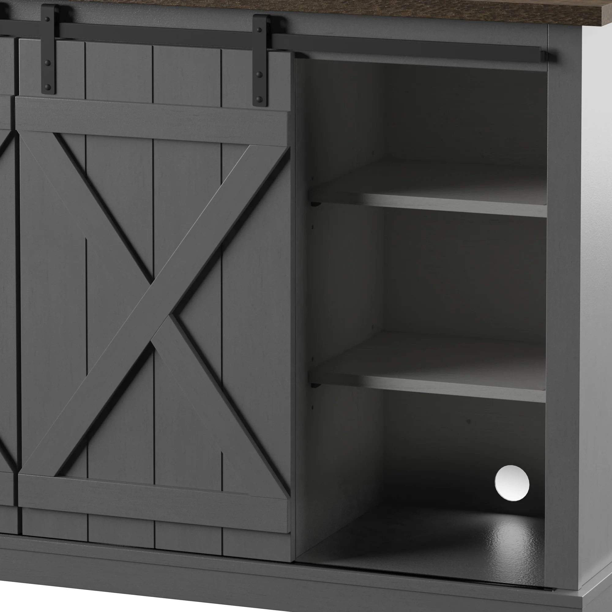 Modern Farmhouse TV Stand with Sliding Barn Doors for TVs up to 70" - Image 21