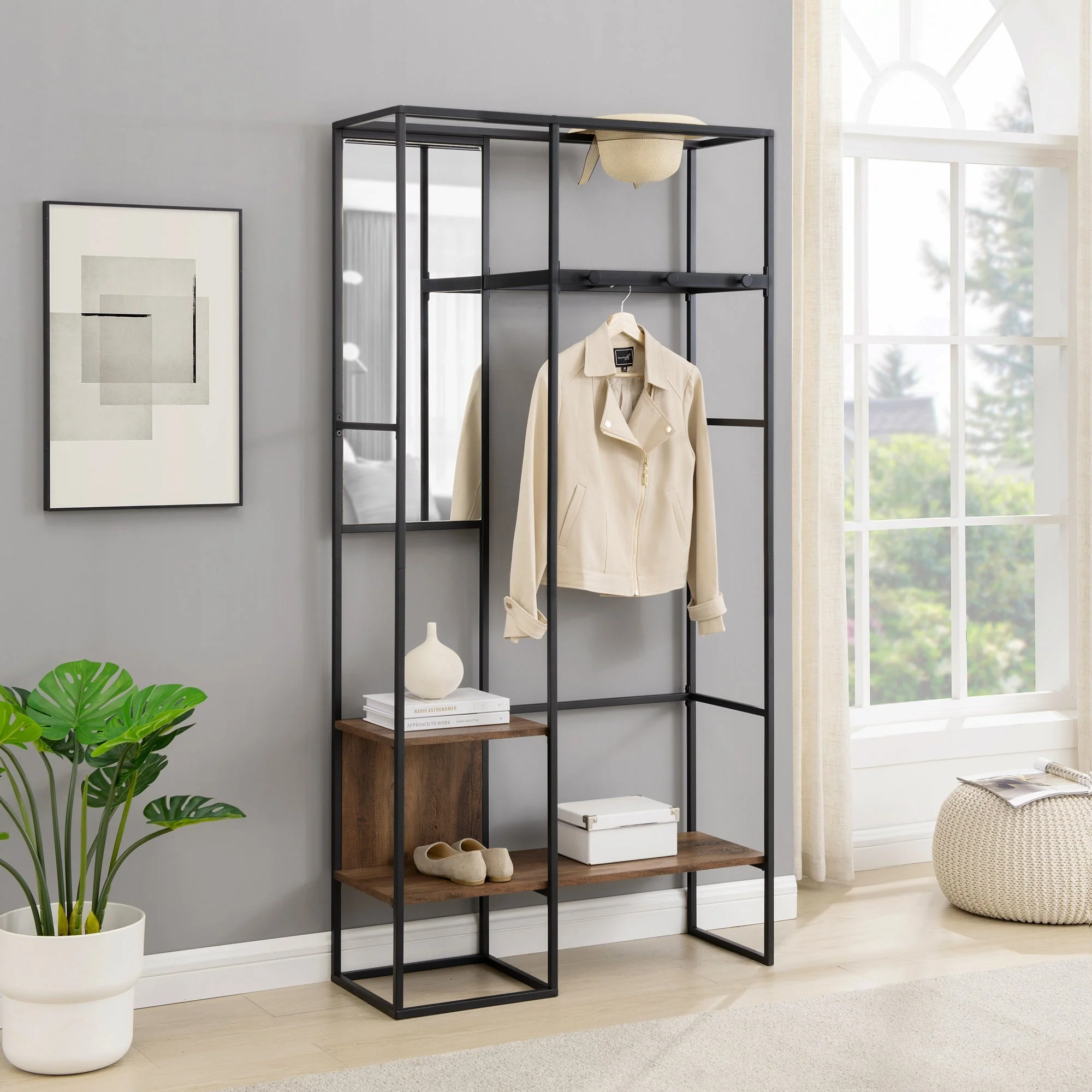 Bryant Modern Metal and Wood Hall Tree - Image 3