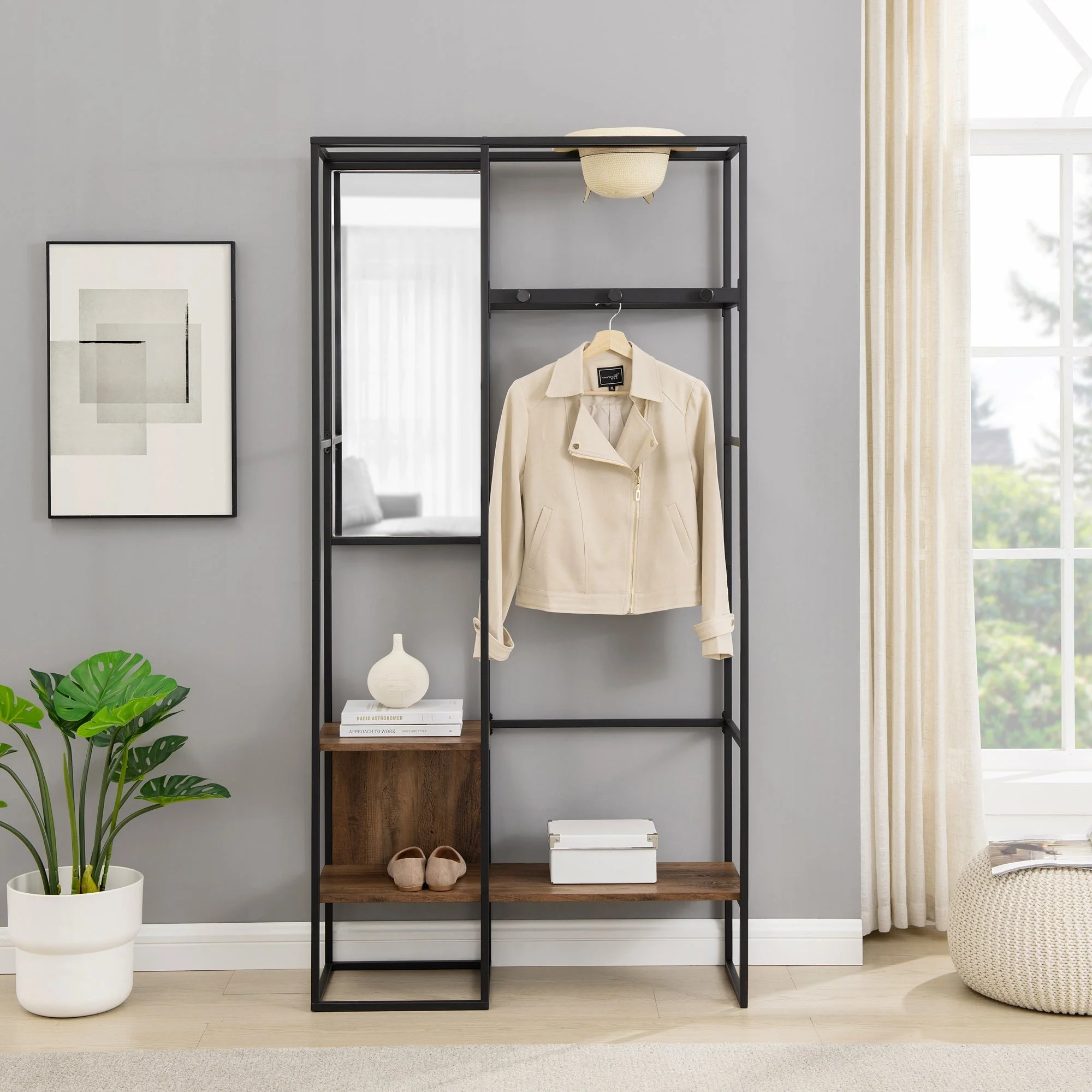 Bryant Modern Metal and Wood Hall Tree - Image 4