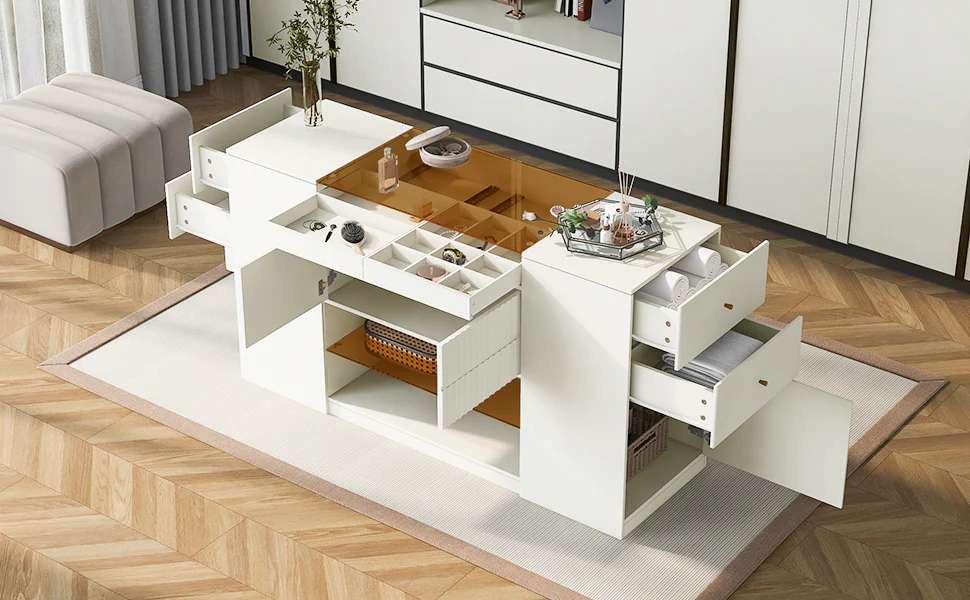 Walker Edison | Modern Multi-Functional Island Vanity Dresser and Storage Cabinet - Image 16