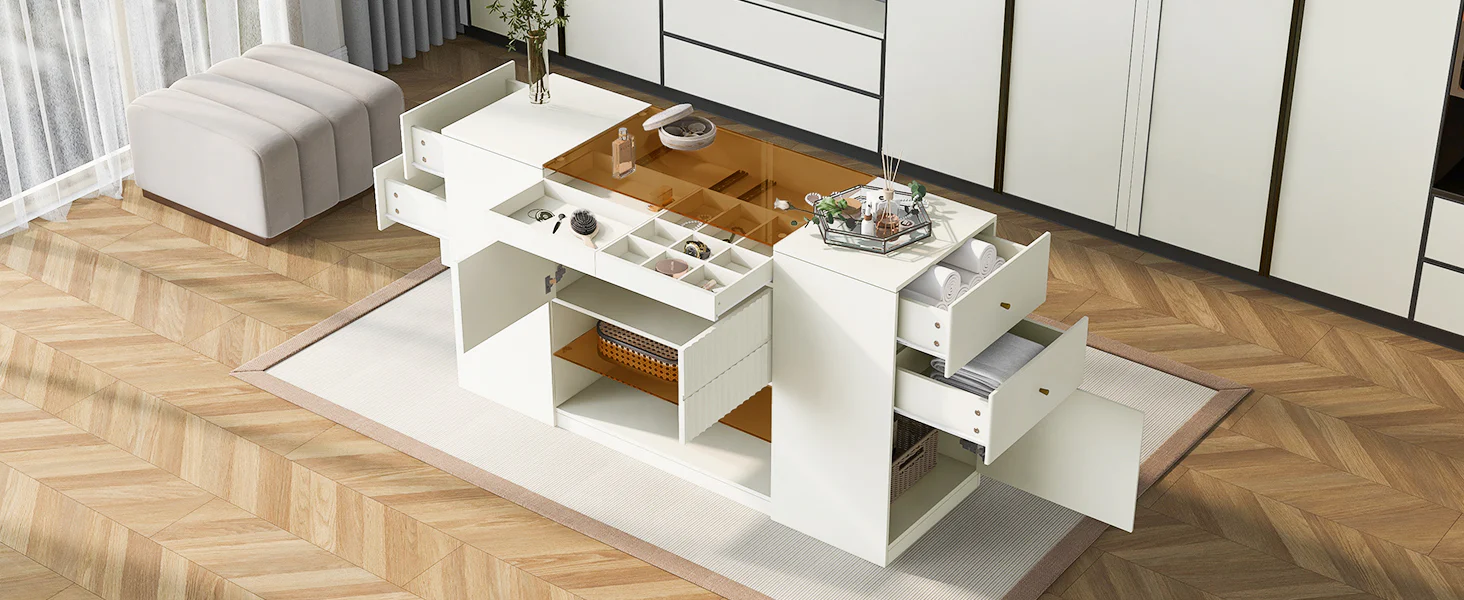 Walker Edison | Modern Multi-Functional Island Vanity Dresser and Storage Cabinet - Image 17