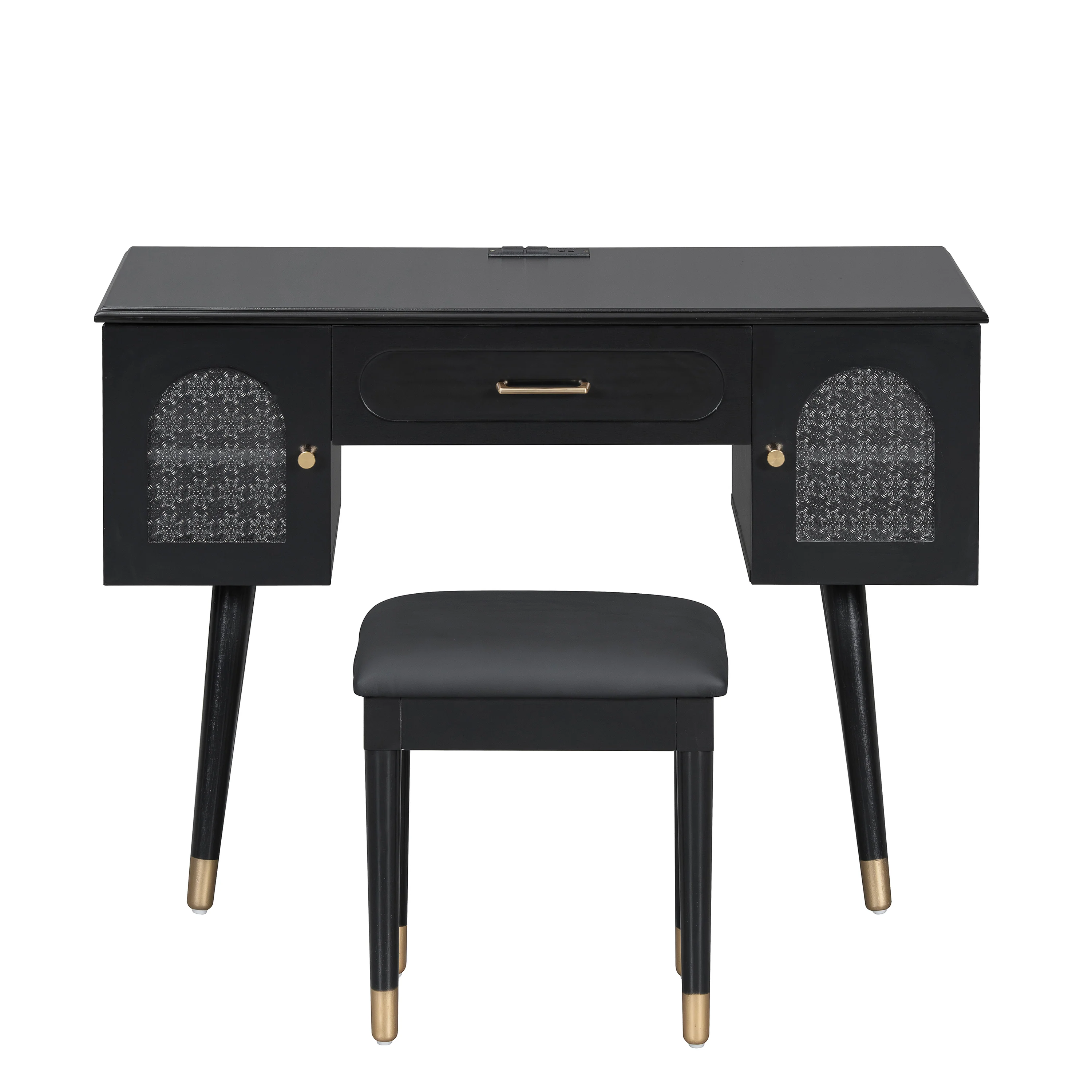 Walker Edison | Modern Vanity Makeup Table & Chair Set and Writing Desk - Image 4