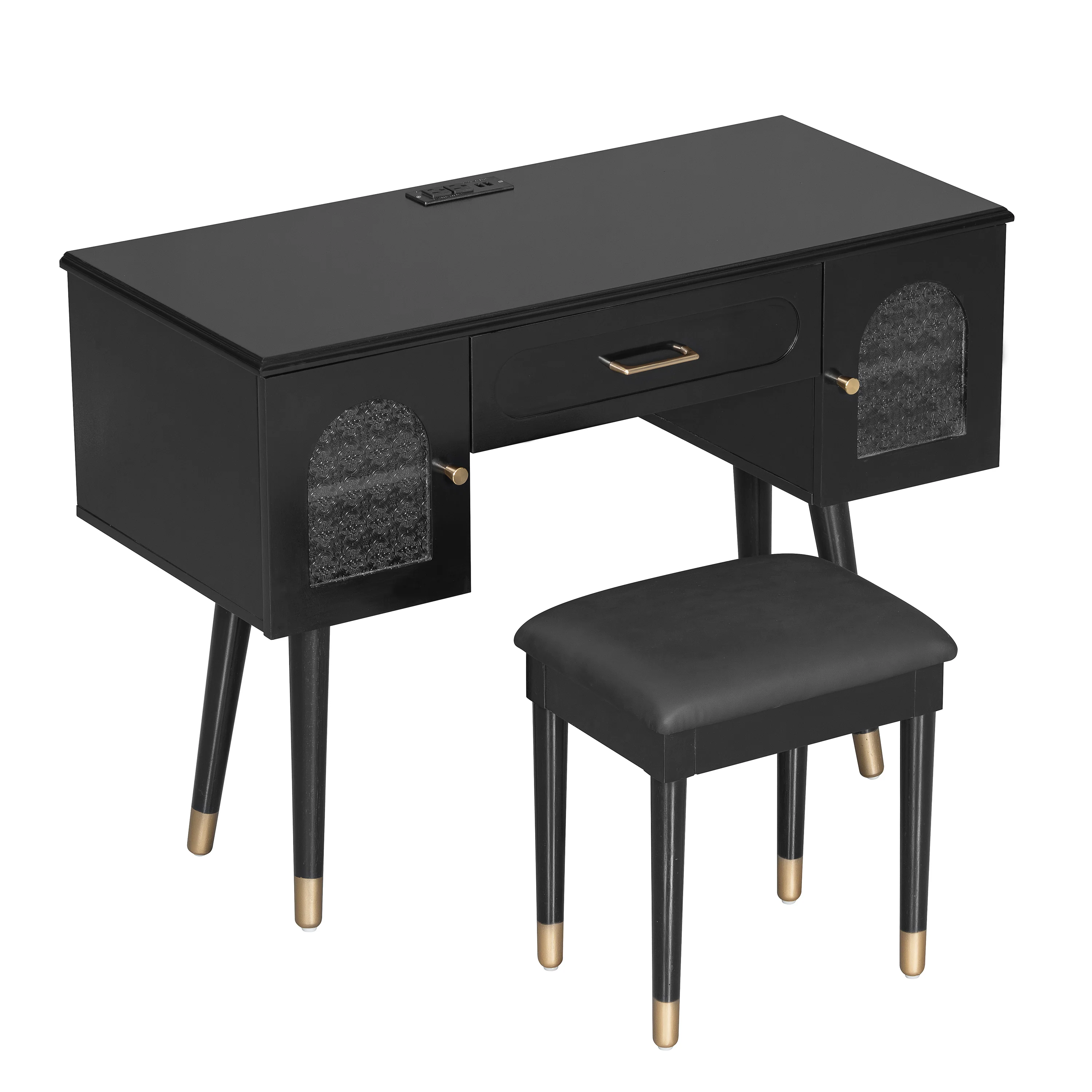 Walker Edison | Modern Vanity Makeup Table & Chair Set and Writing Desk - Image 5