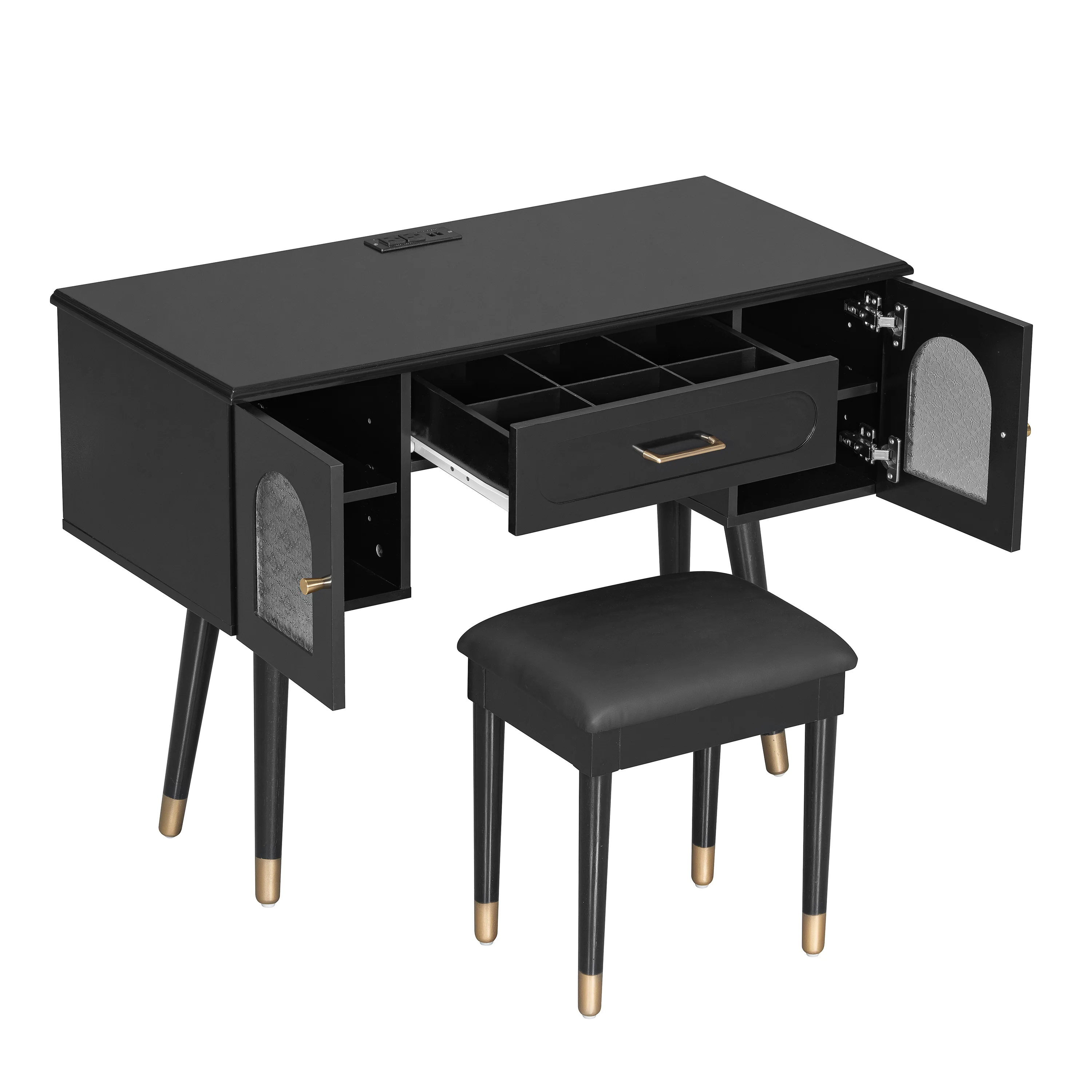 Walker Edison | Modern Vanity Makeup Table & Chair Set and Writing Desk - Image 6