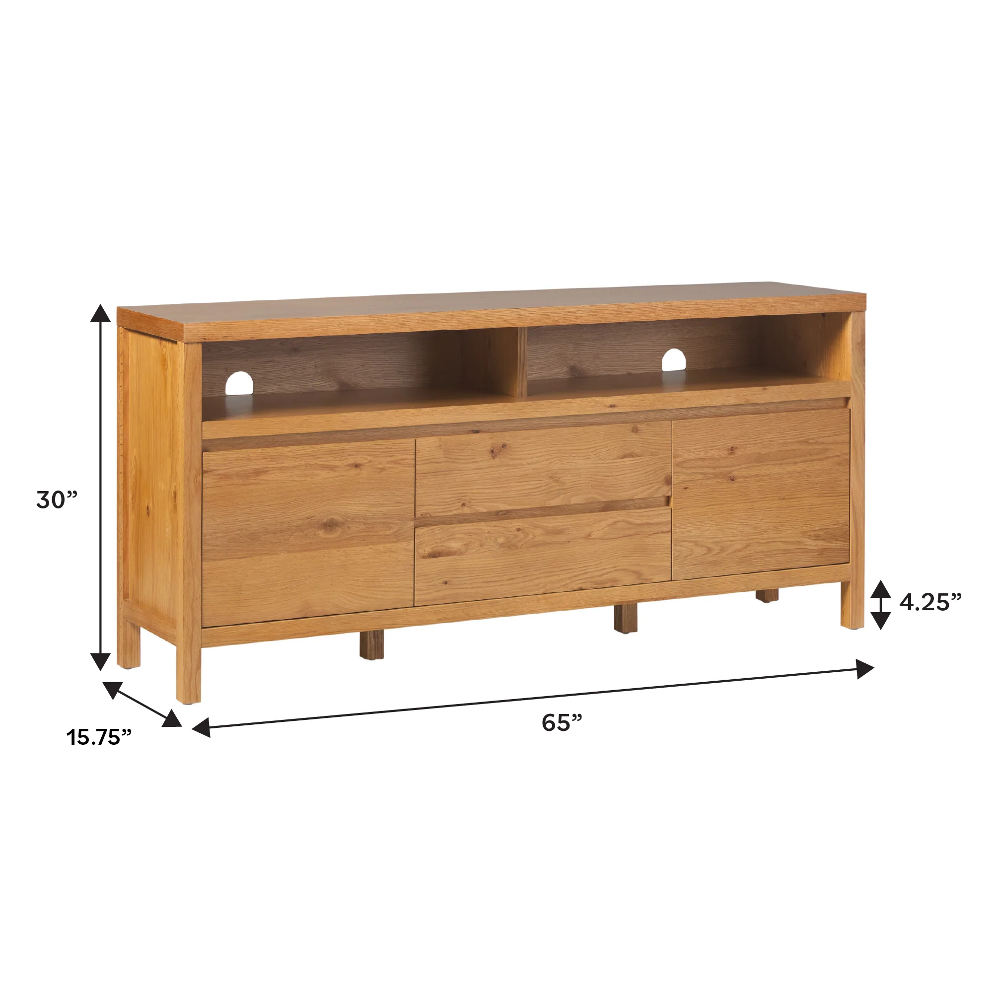Nash 65" Modern Farmhouse Rustic Oak Wood Sideboard TV Stand - Image 14