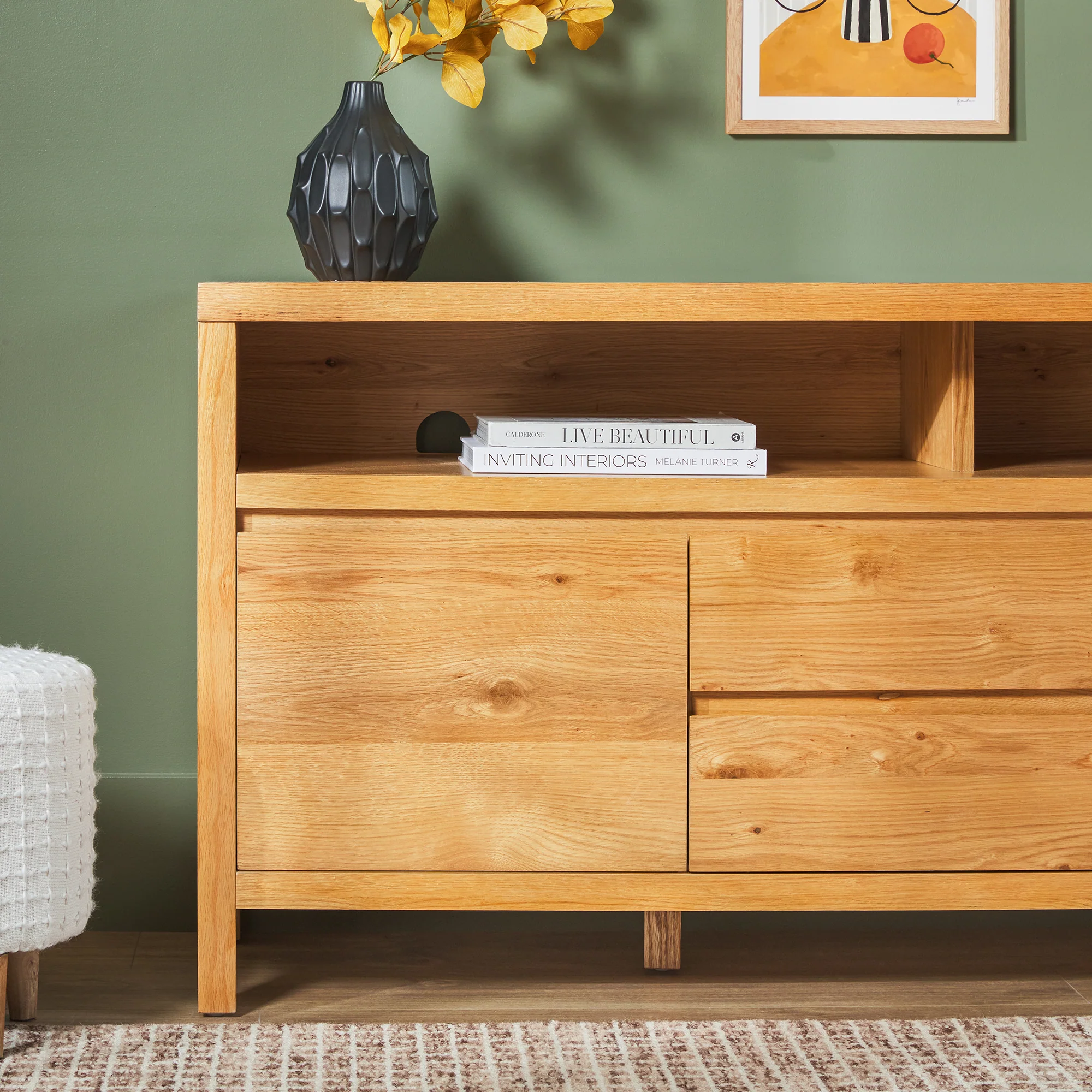 Nash 65" Modern Farmhouse Rustic Oak Wood Sideboard TV Stand - Image 18