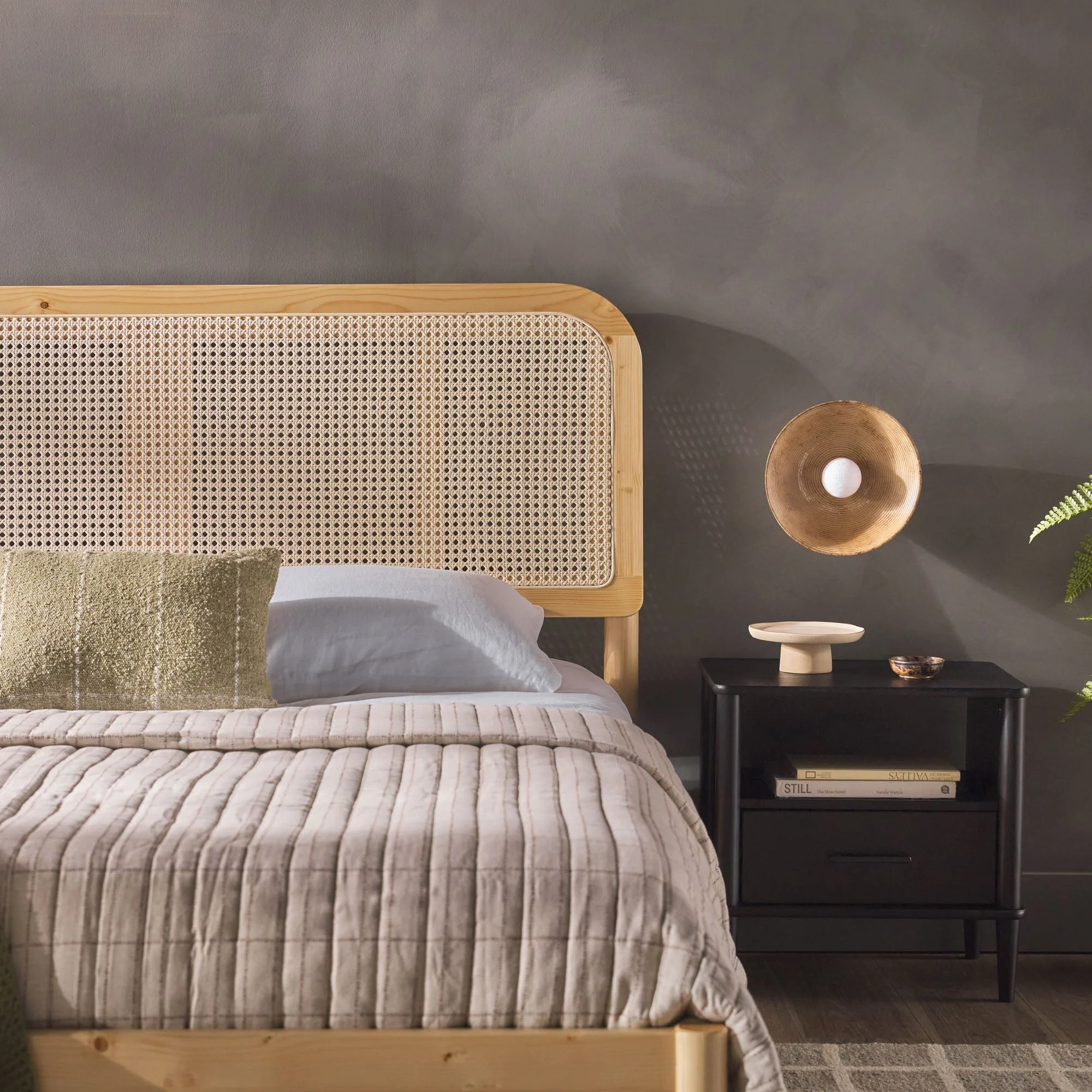 Neru Boho Curved Rattan-Headboard Bed Collection (Queen or King) - Image 12