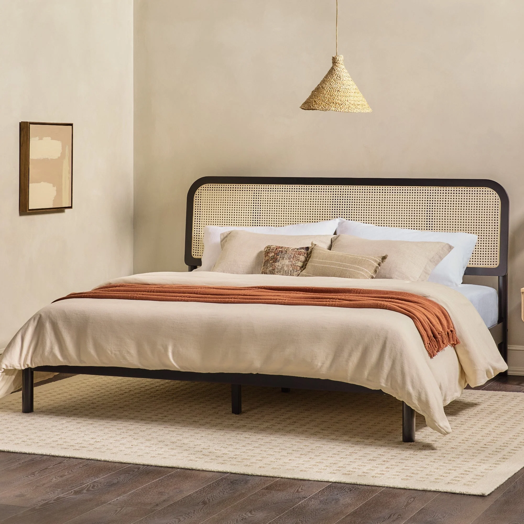 Neru Boho Curved Rattan-Headboard Bed Collection (Queen or King) - Image 17