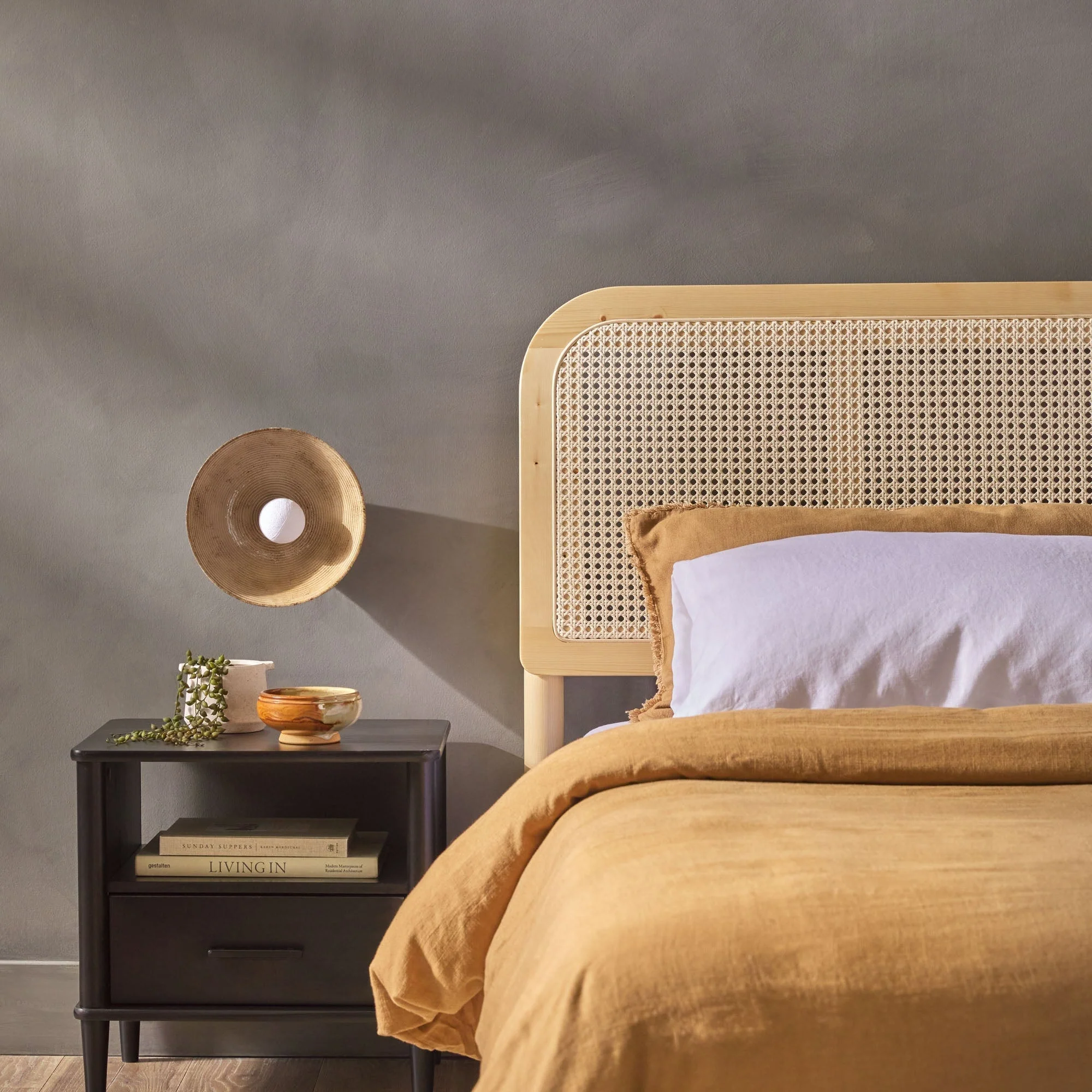 Neru Boho Curved Rattan-Headboard Bed Collection (Queen or King) - Image 23