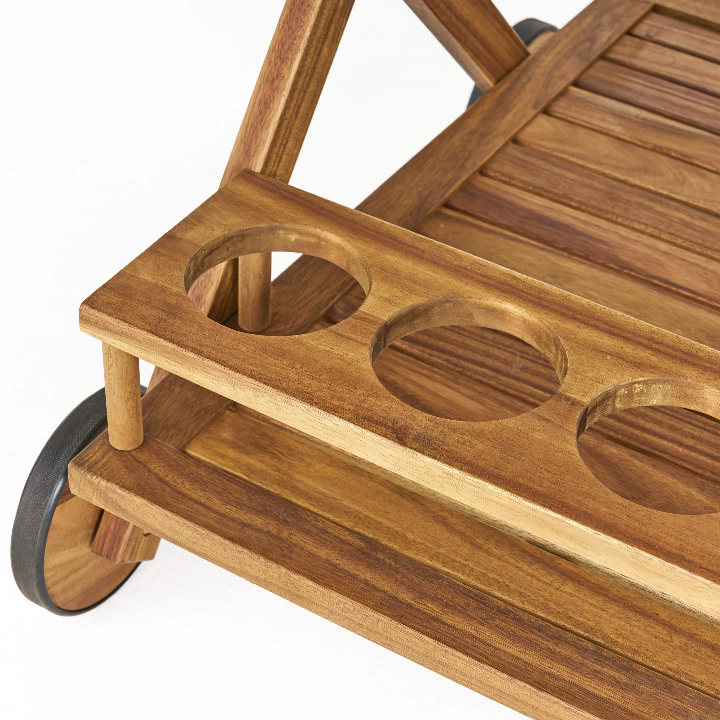 Walker Edison | Outdoor Patio Wood Bar Cart - Image 14