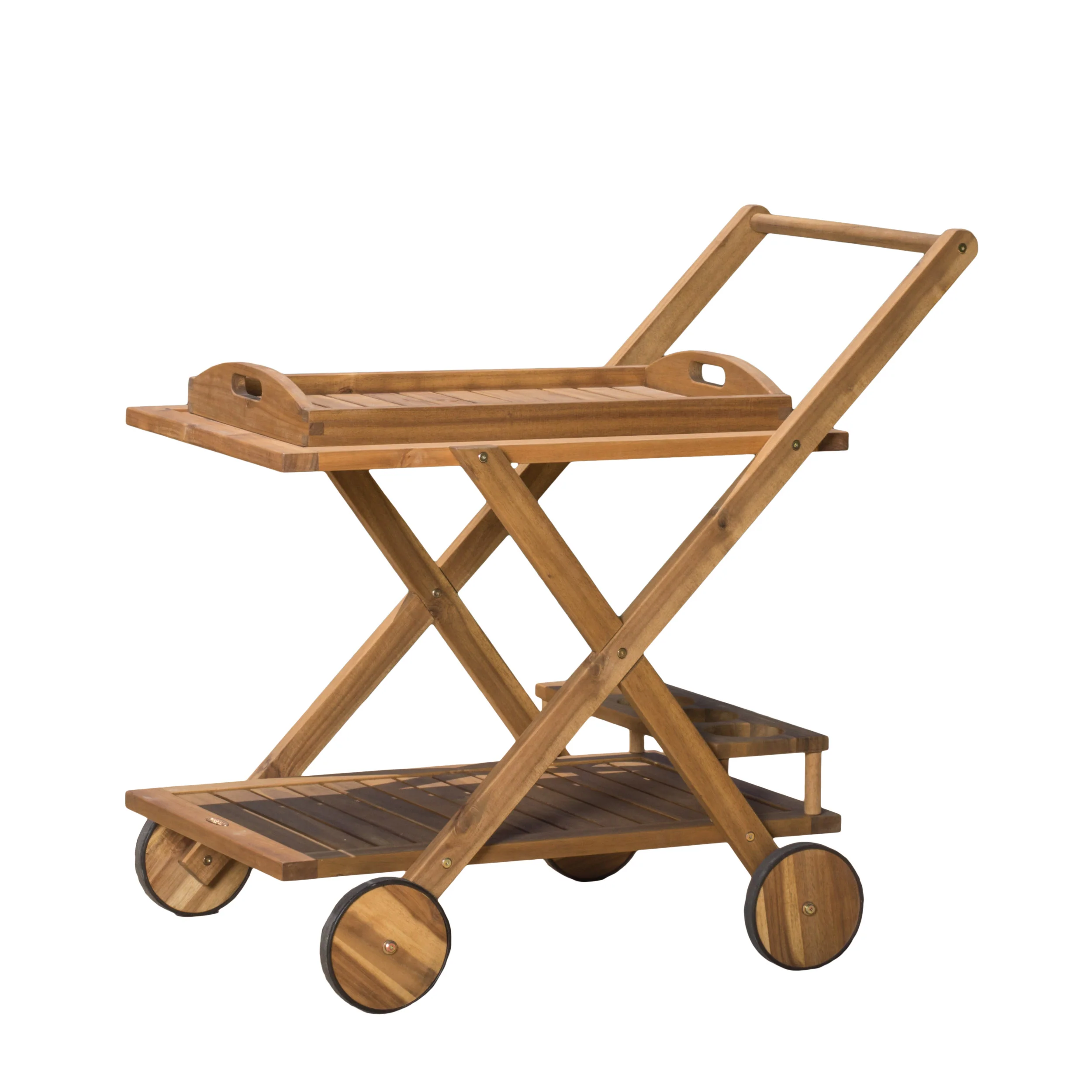 Walker Edison | Outdoor Patio Wood Bar Cart - Image 8