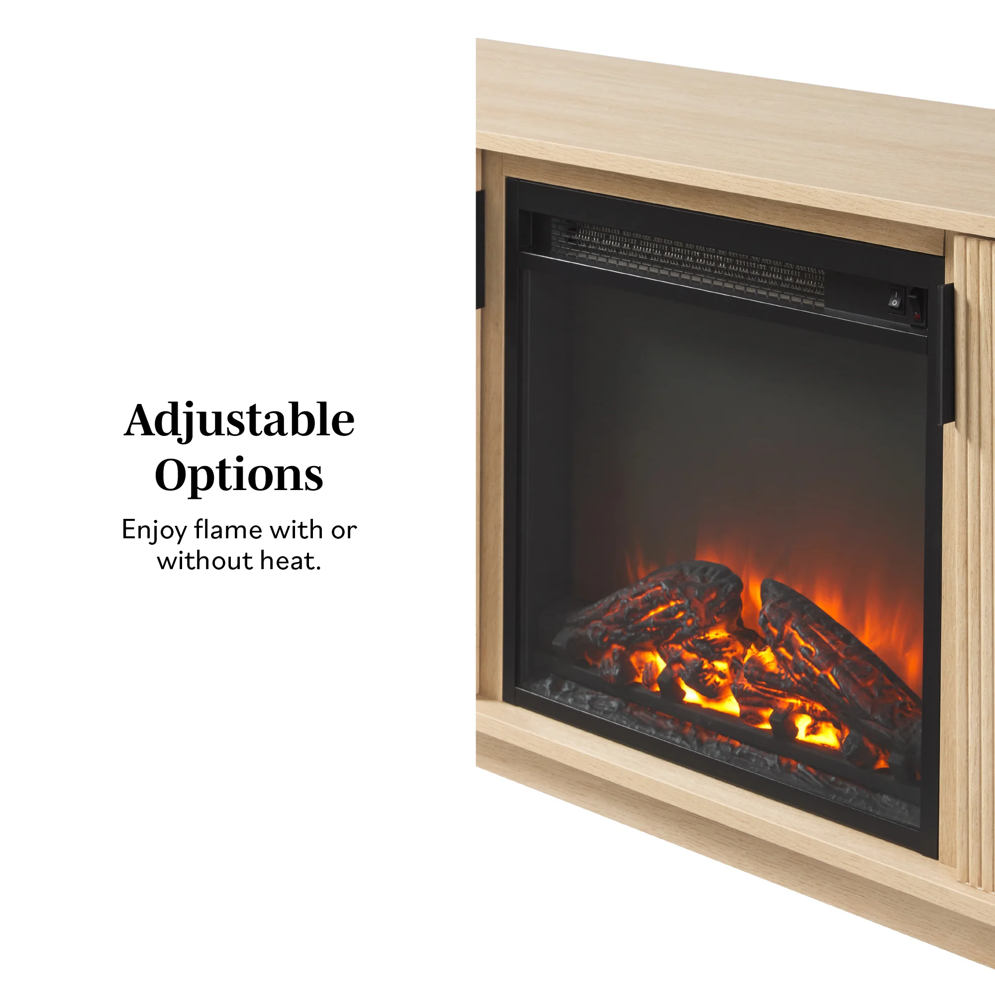 Reema Scandinavian 70" Modern Reeded TV Stand with Freestanding Electric Fireplace - Image 12