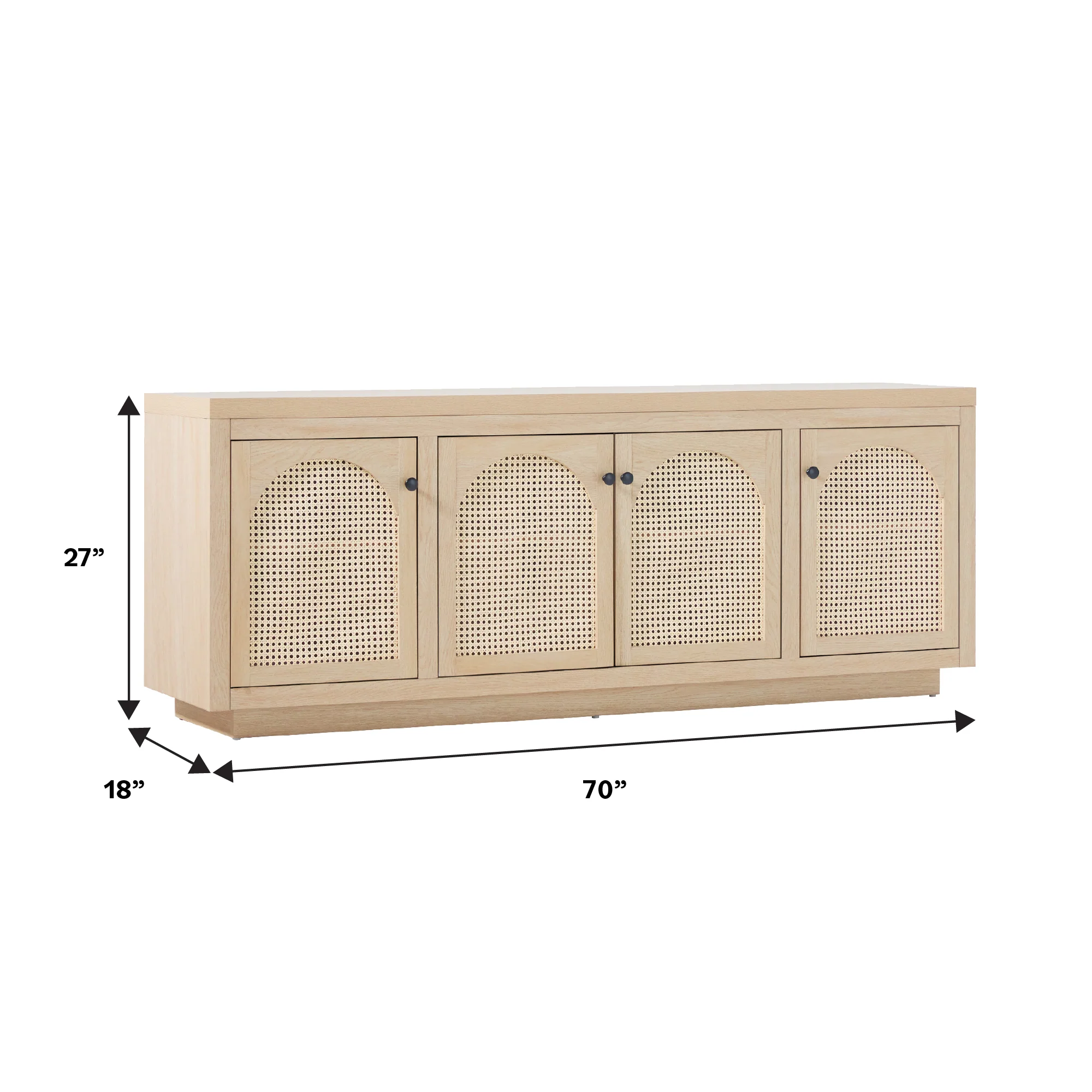 Sasha Contemporary TV Stand and Sideboard with Rattan Doors for up to 80" TV - Image 9