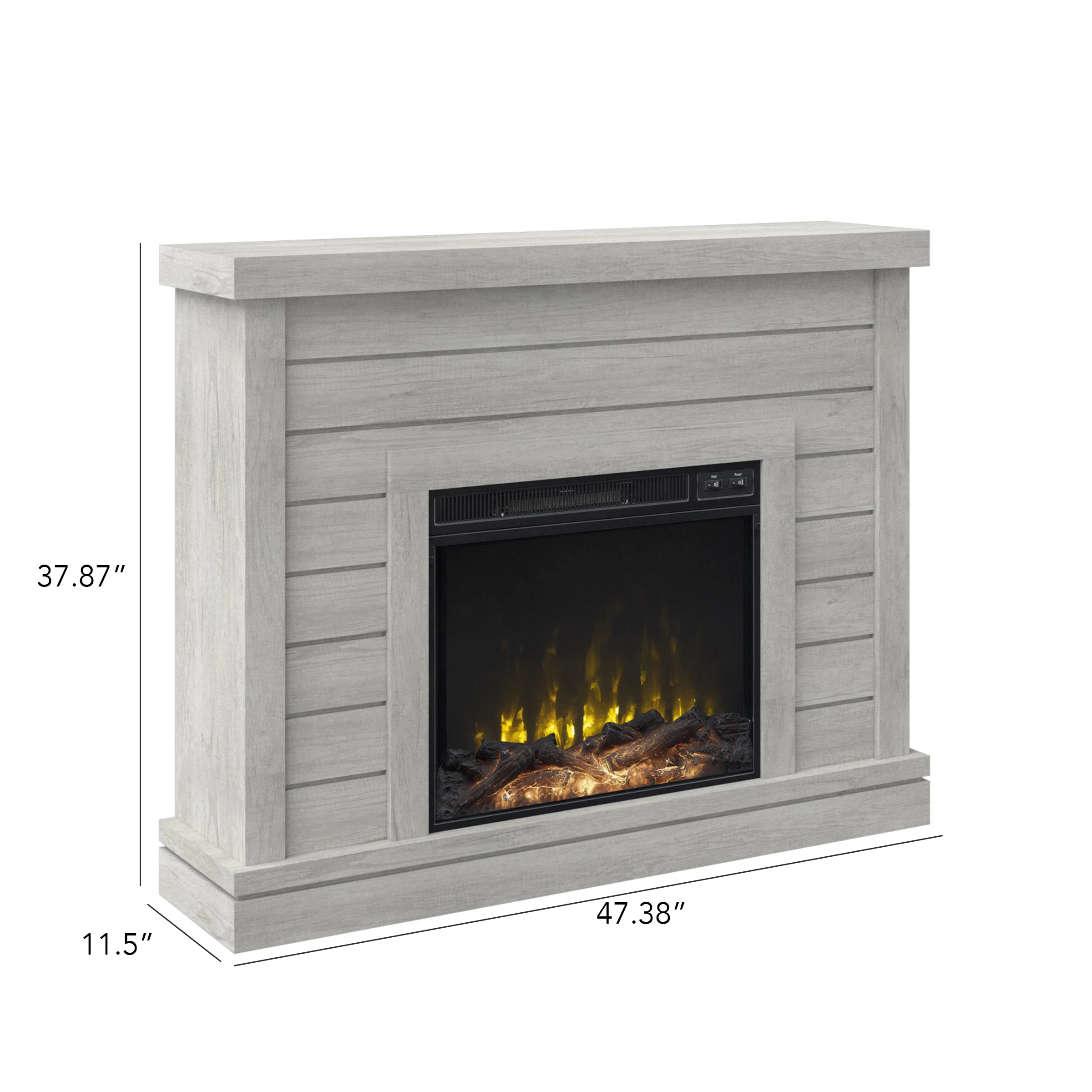 Farmhouse Shiplap Wall Mantel with Electric Fireplace - Image 3