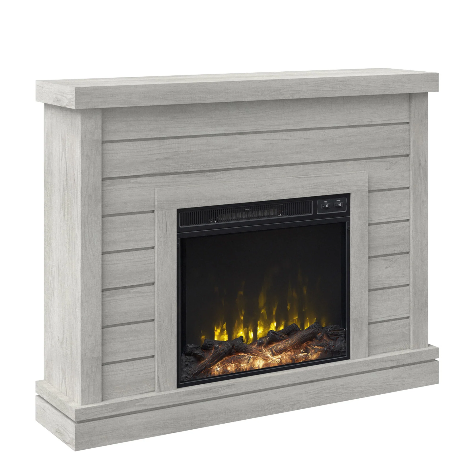 Farmhouse Shiplap Wall Mantel with Electric Fireplace - Image 4
