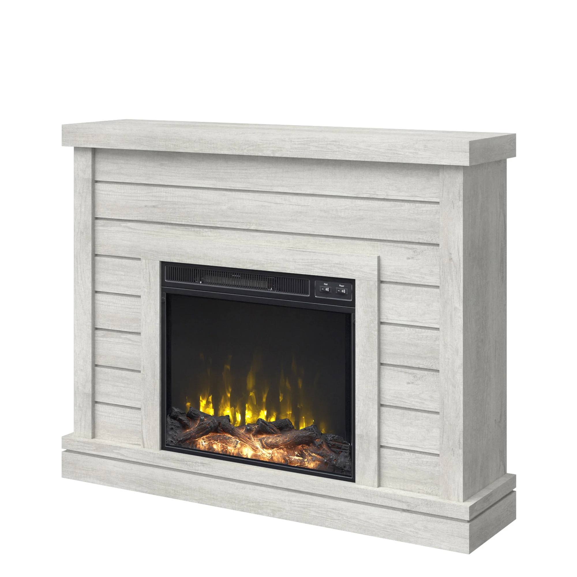 Farmhouse Shiplap Wall Mantel with Electric Fireplace - Image 5