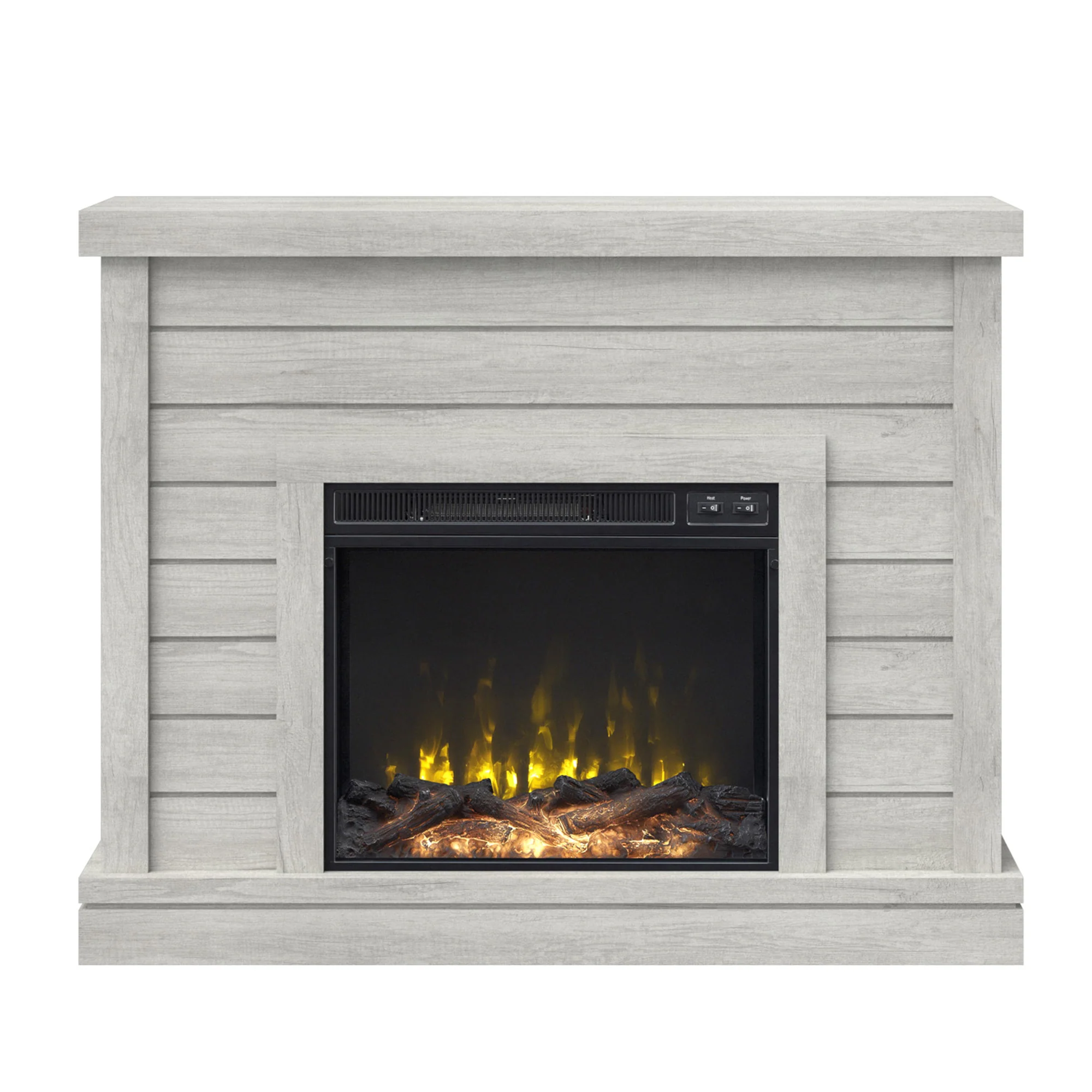 Farmhouse Shiplap Wall Mantel with Electric Fireplace - Image 7