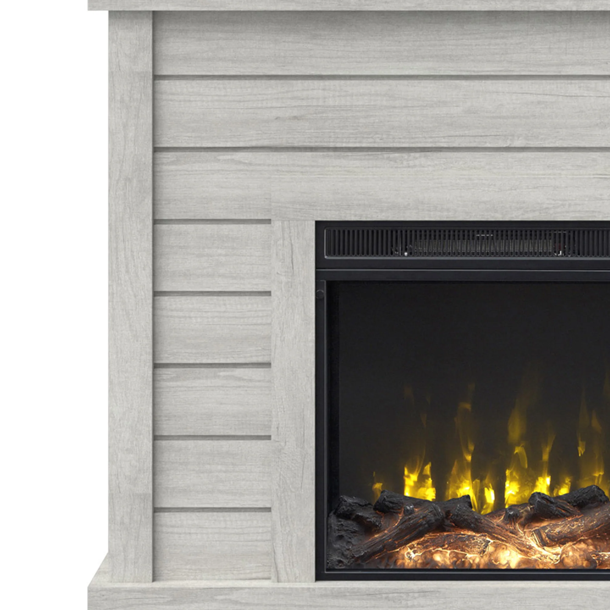 Farmhouse Shiplap Wall Mantel with Electric Fireplace - Image 9