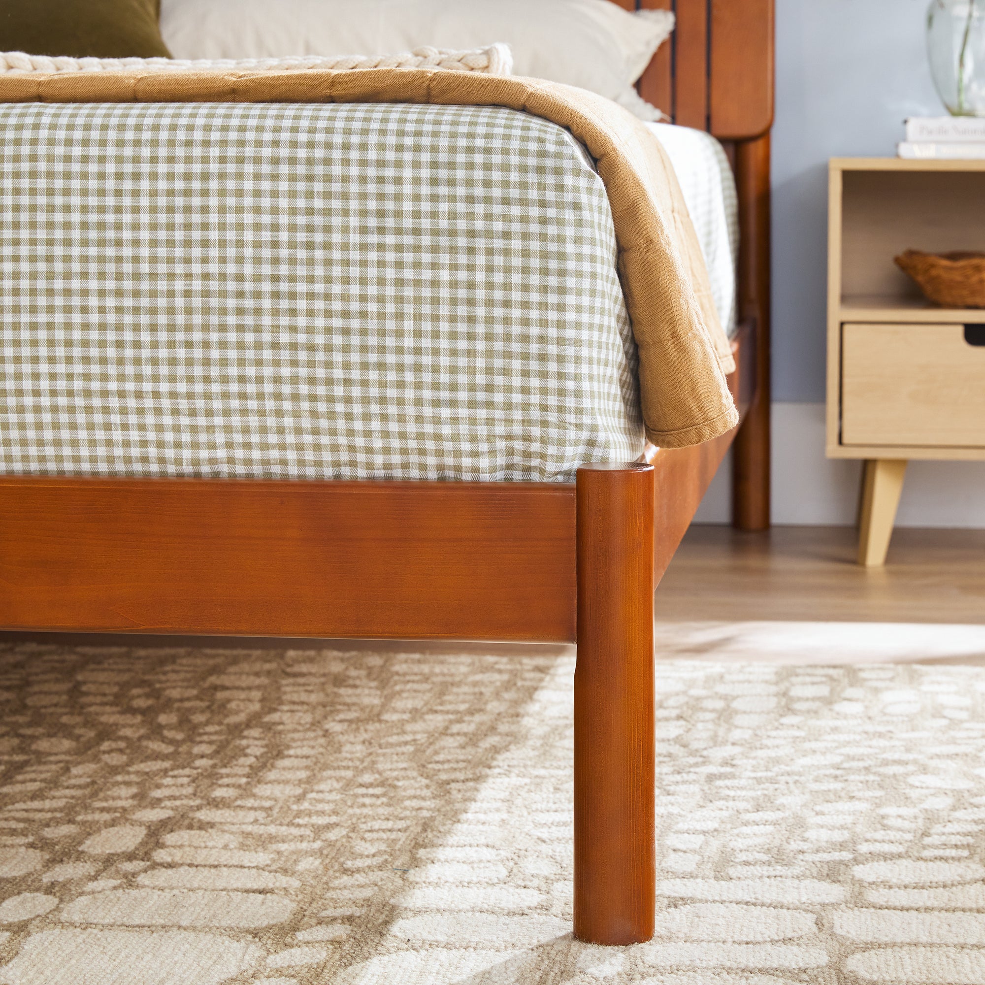 Cama Slatted Headboard Mid-Century Modern Solid Wood Bed - Image 14