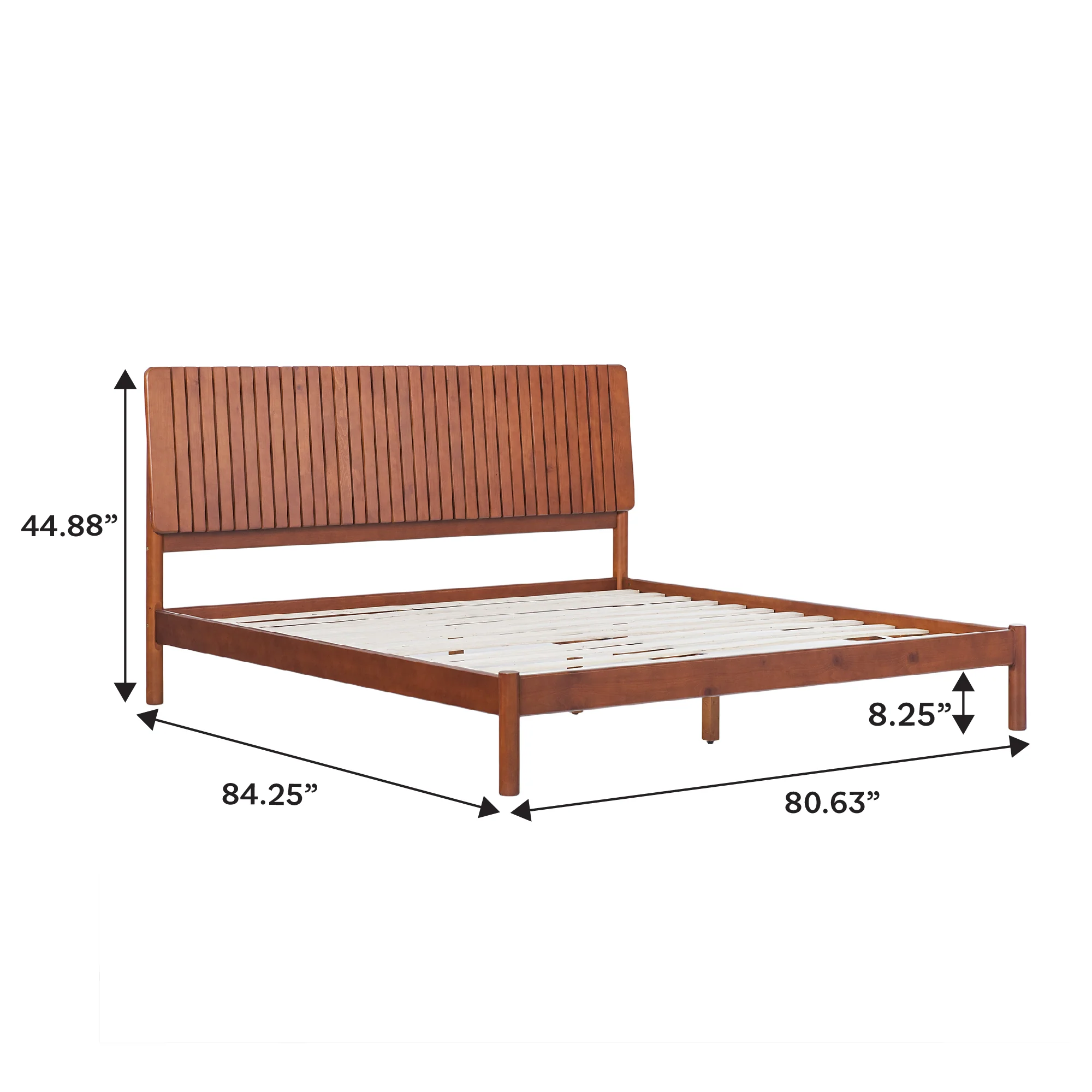 Cama Slatted Headboard Mid-Century Modern Solid Wood Bed - Image 15