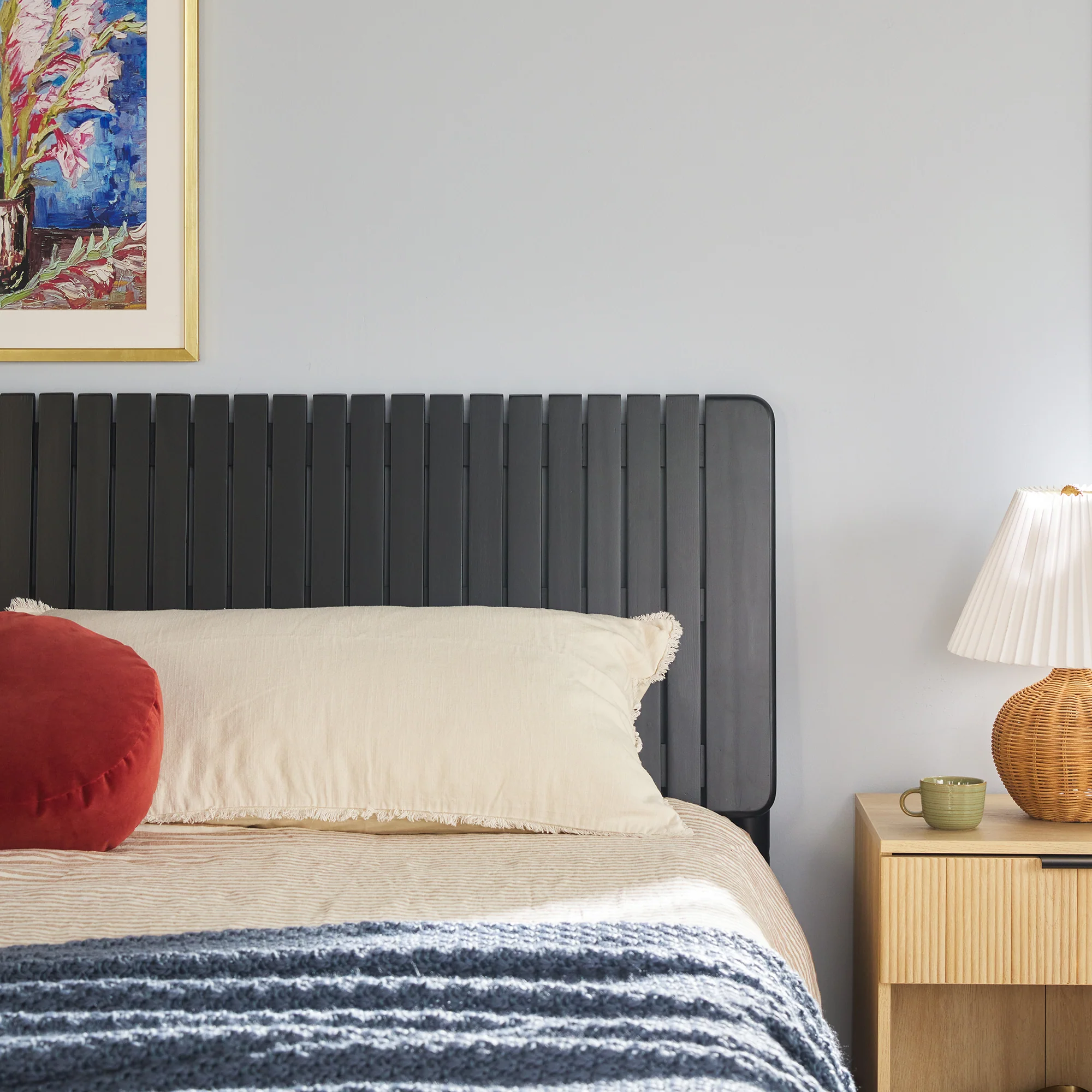 Cama Slatted Headboard Mid-Century Modern Solid Wood Bed - Image 20