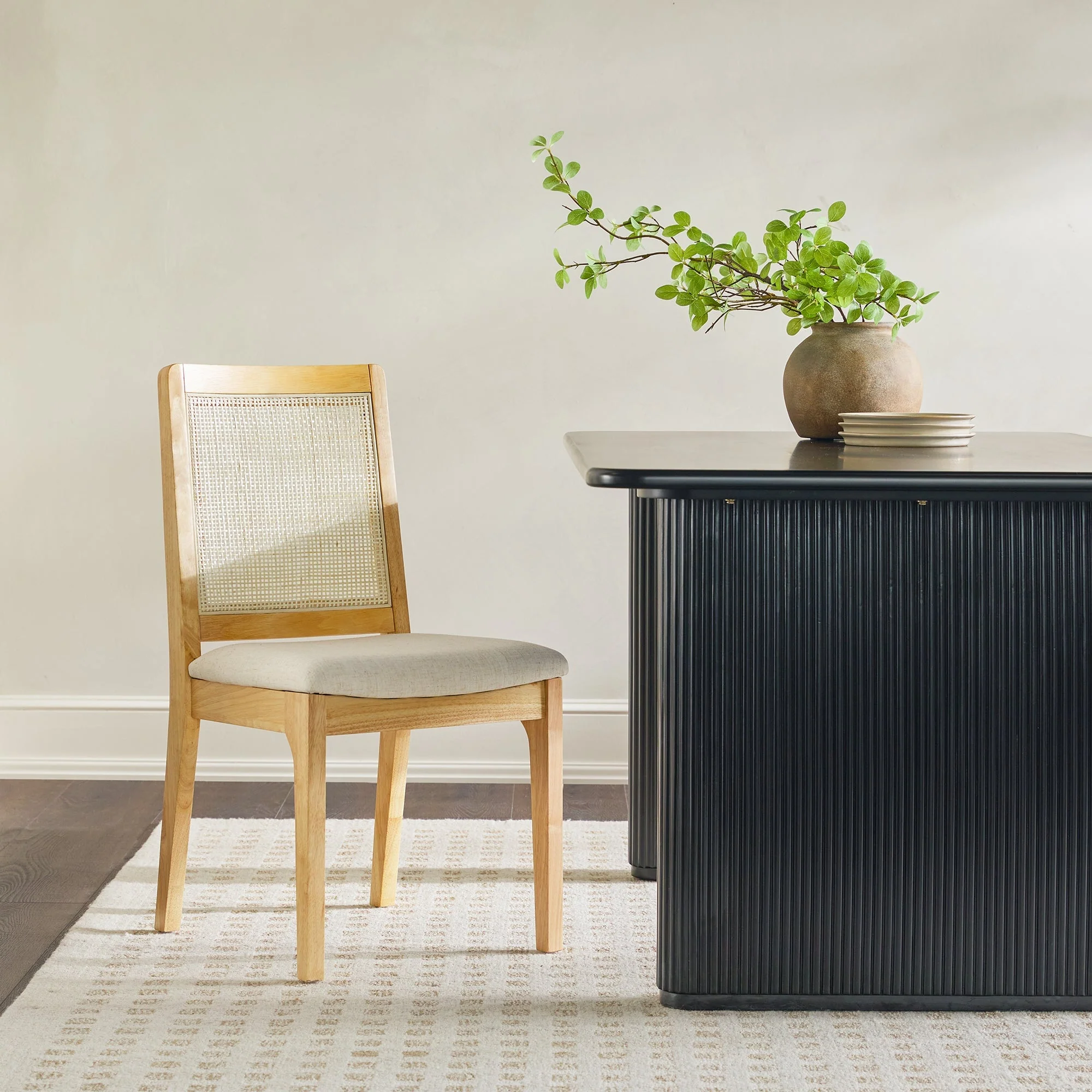 Catalina Solid Wood Dining Chair with Rattan Inset Back, Set of 2 - Image 6