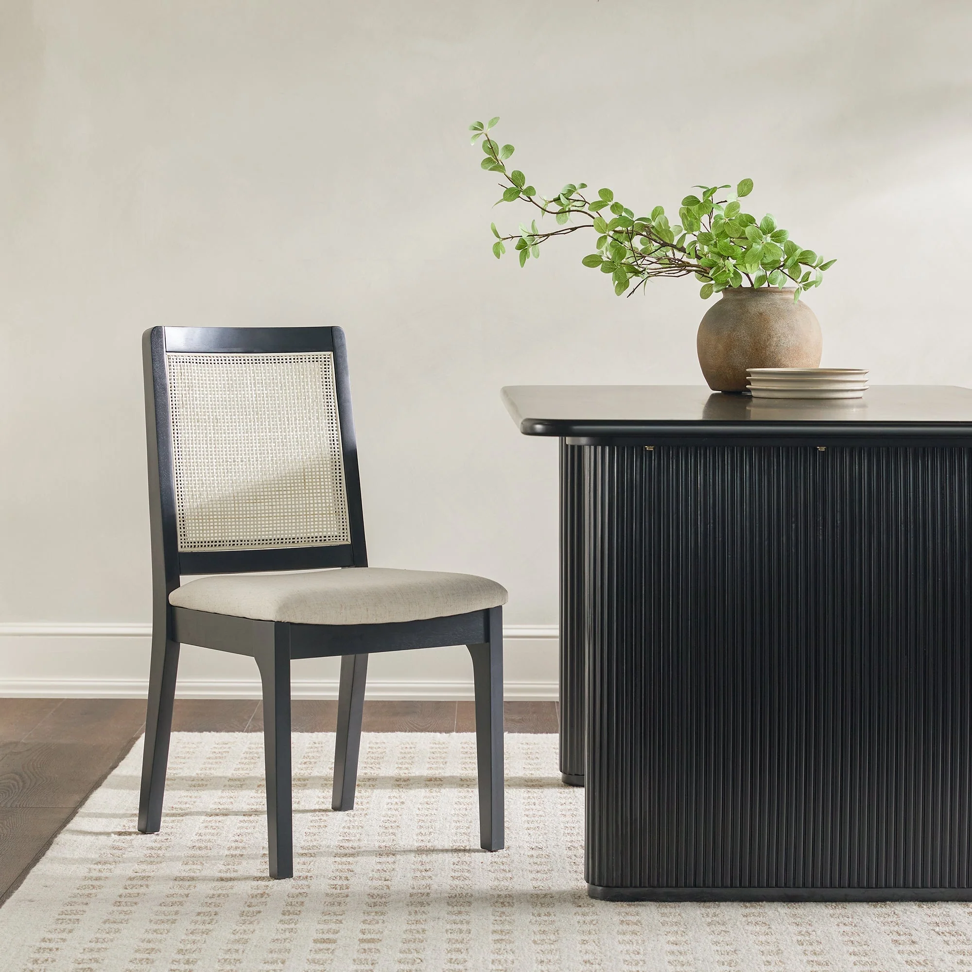 Catalina Solid Wood Dining Chair with Rattan Inset Back, Set of 2 - Image 9