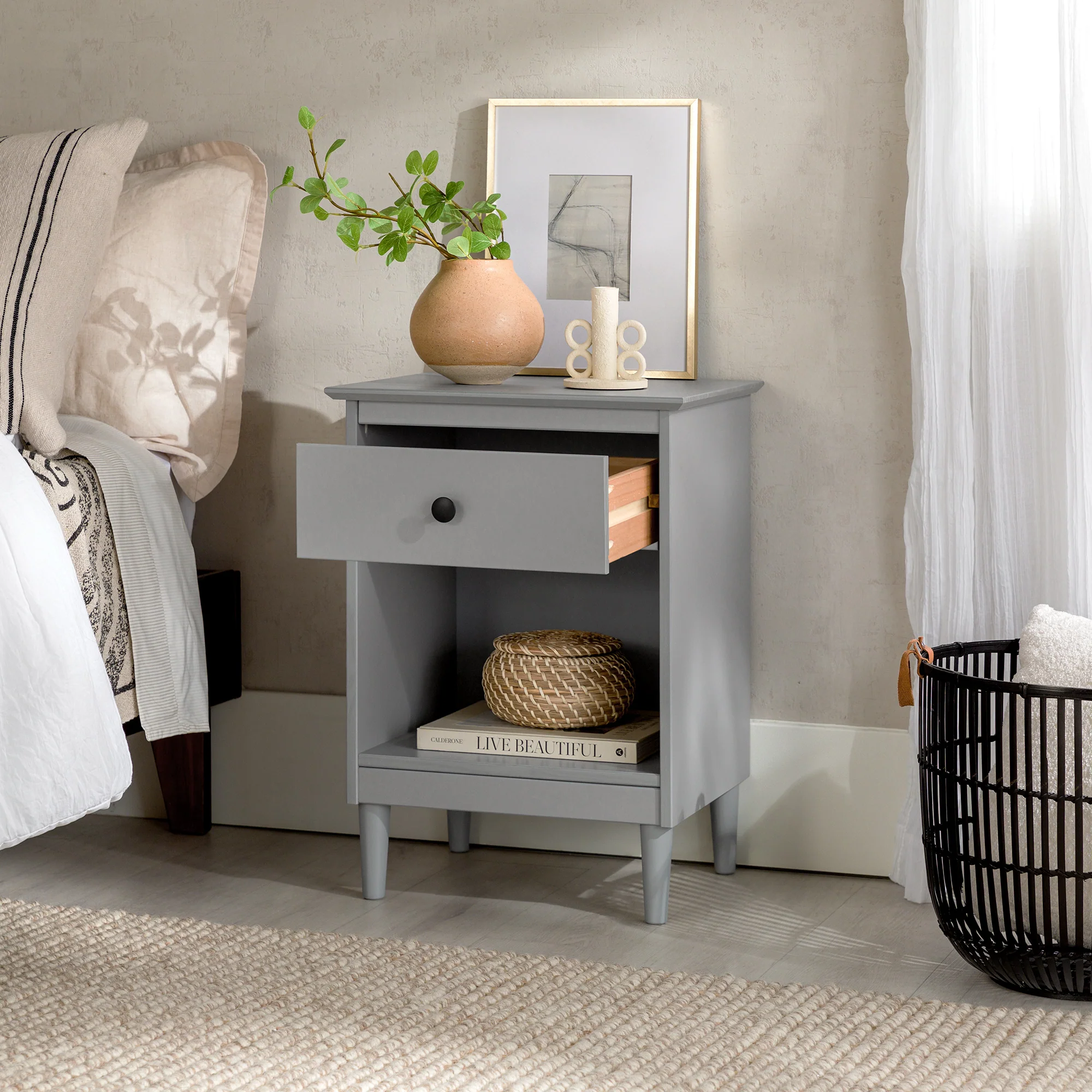 Spencer Solid Transitional Wood Nightstand - Image 10