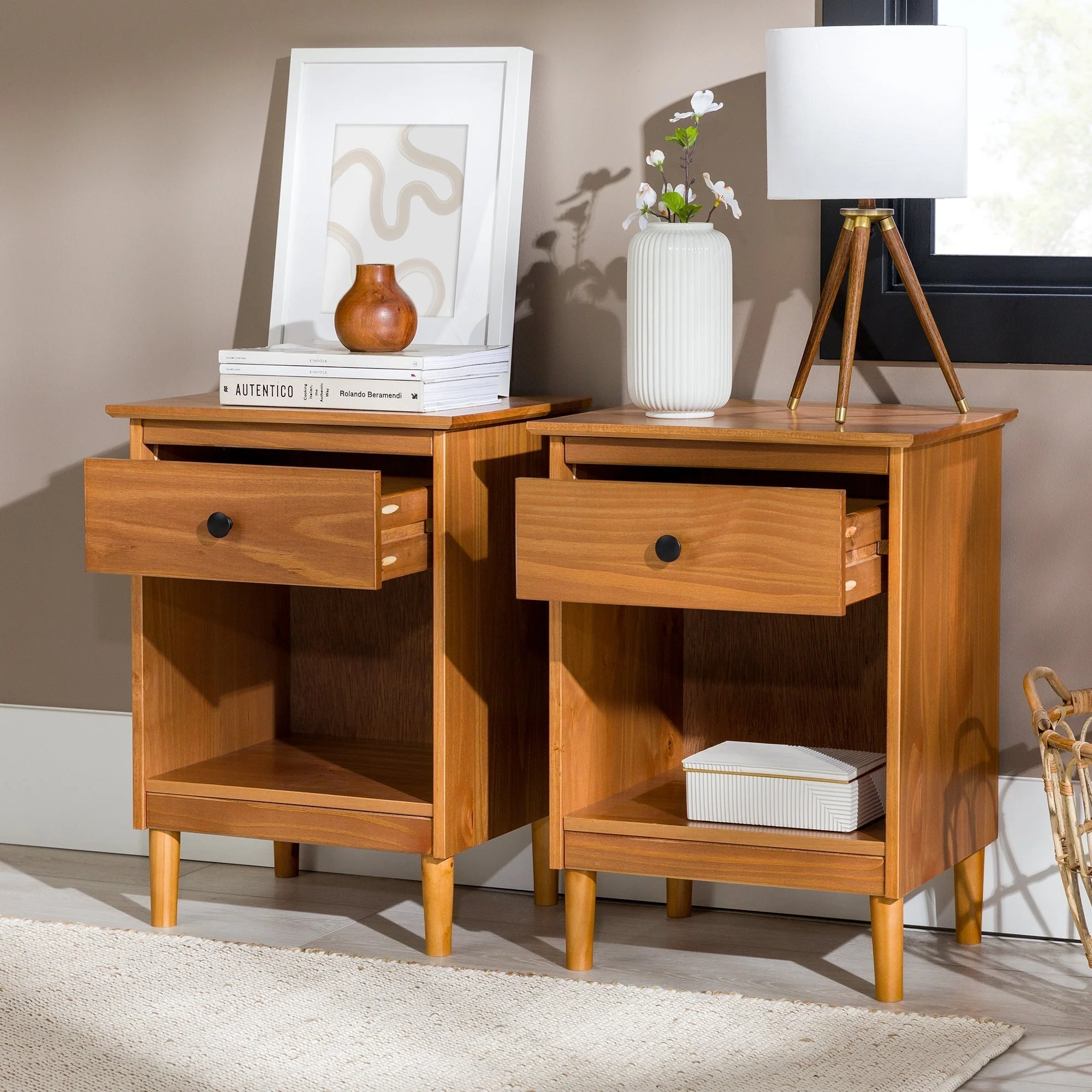 Spencer Solid Transitional Wood Nightstand - Image 25