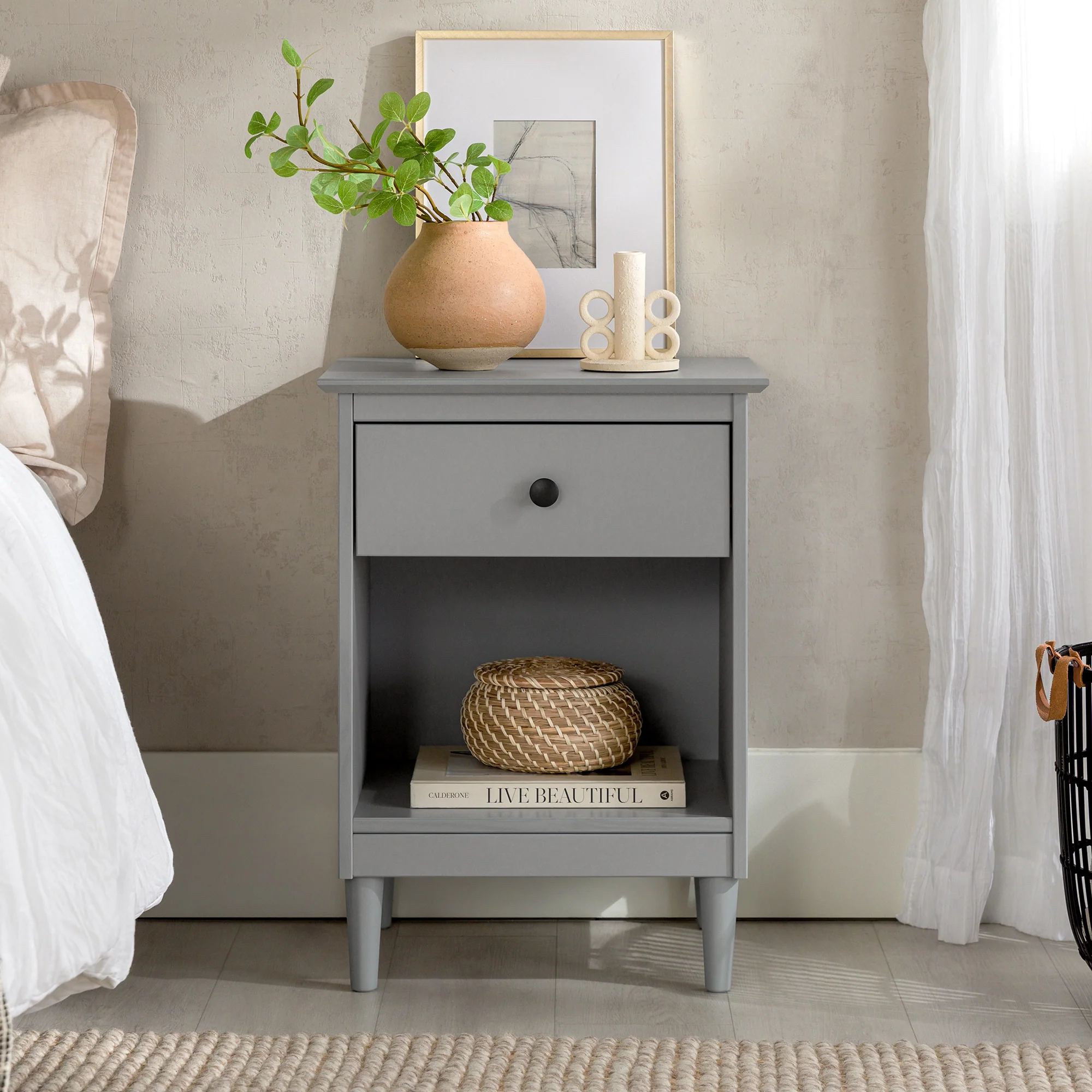 Spencer Solid Transitional Wood Nightstand - Image 9