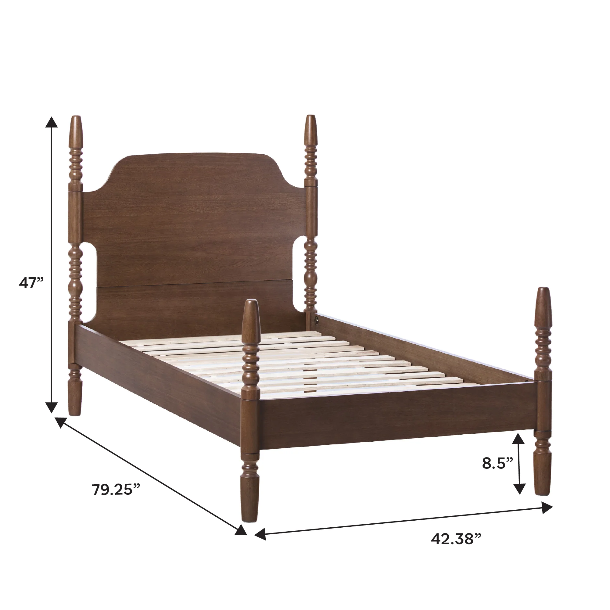 Traditional Vivienne Easy Assembly Solid Wood Twin Bedframe - Image 7