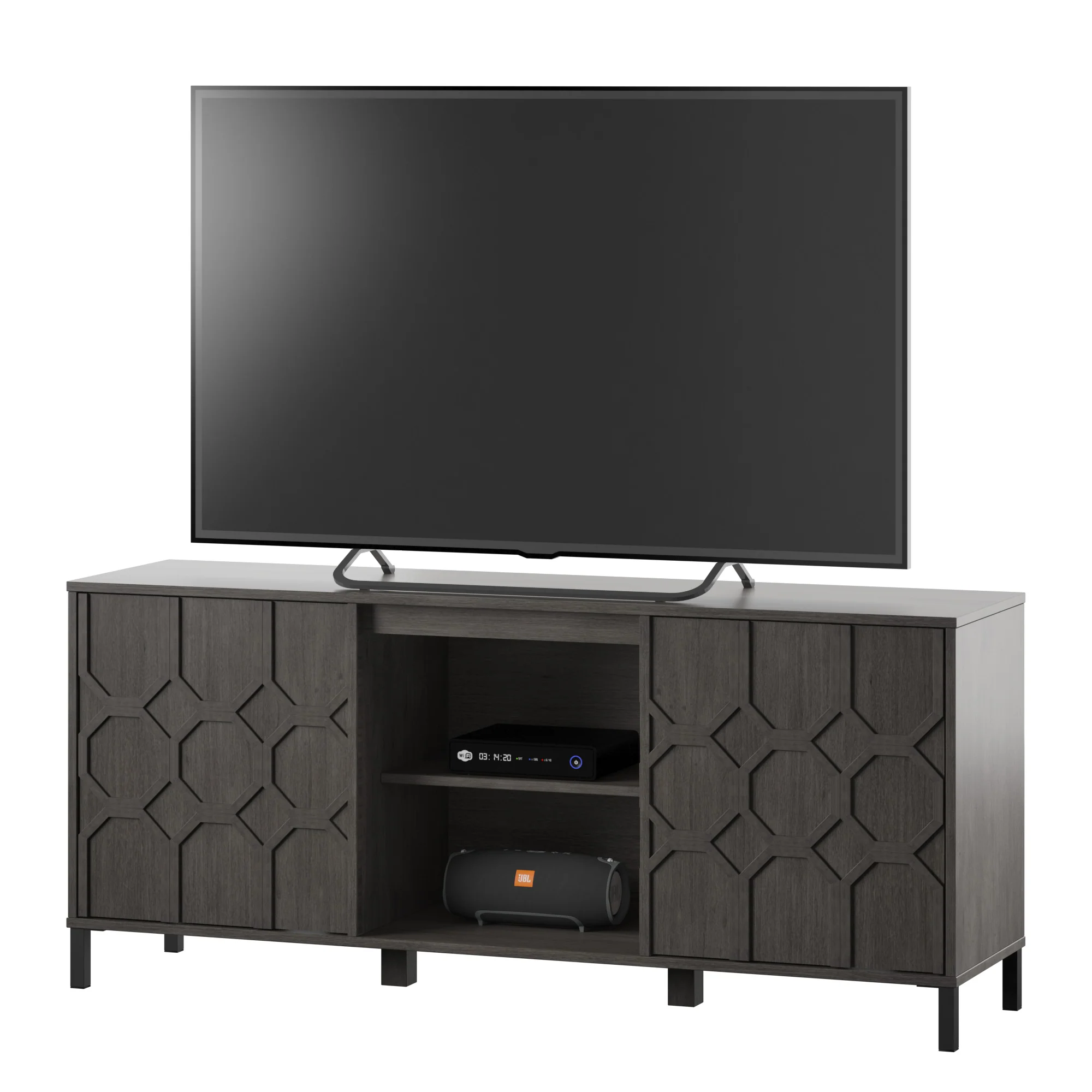 Wood Pattern Design 59' TV Stand Media Console - Image 11