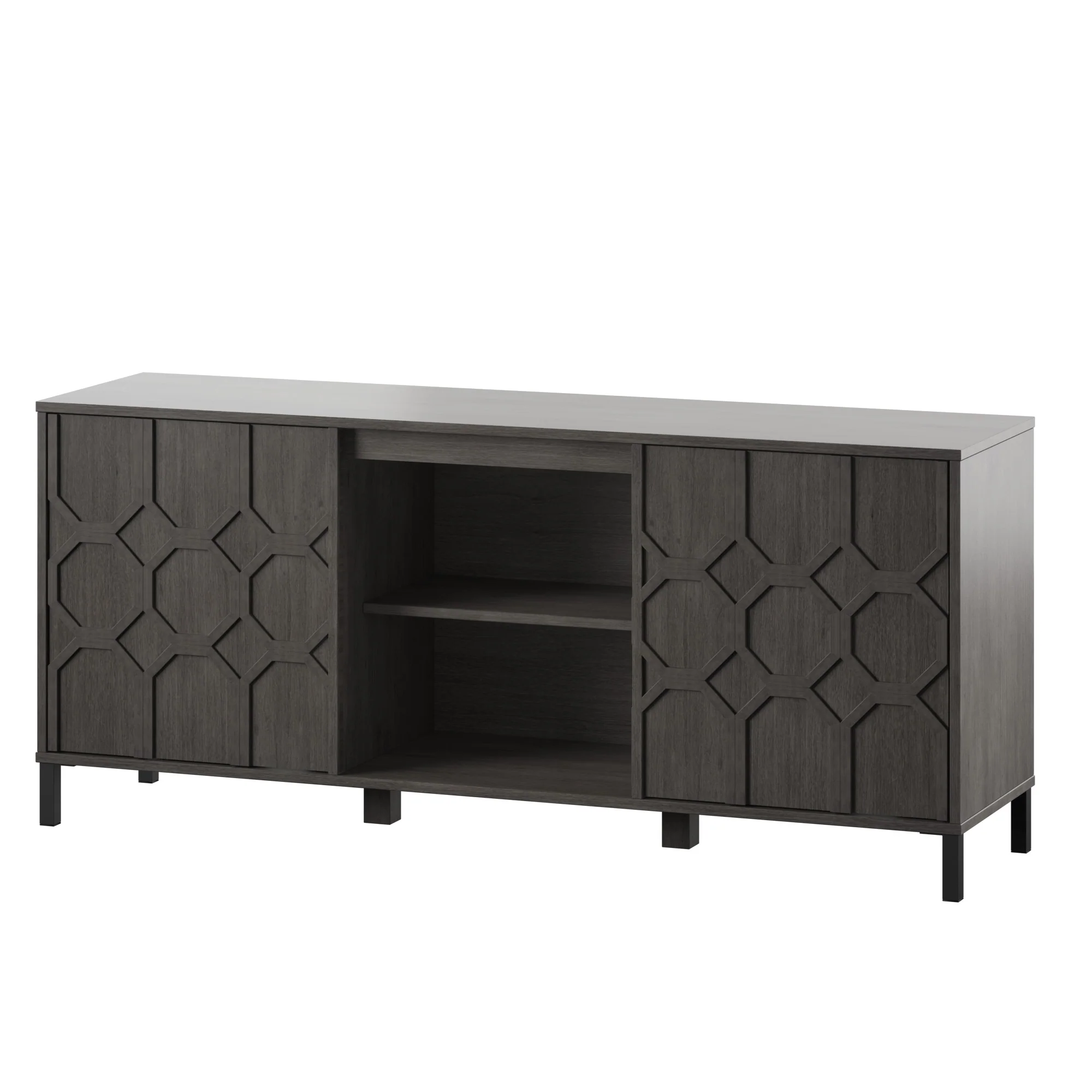 Wood Pattern Design 59' TV Stand Media Console - Image 14