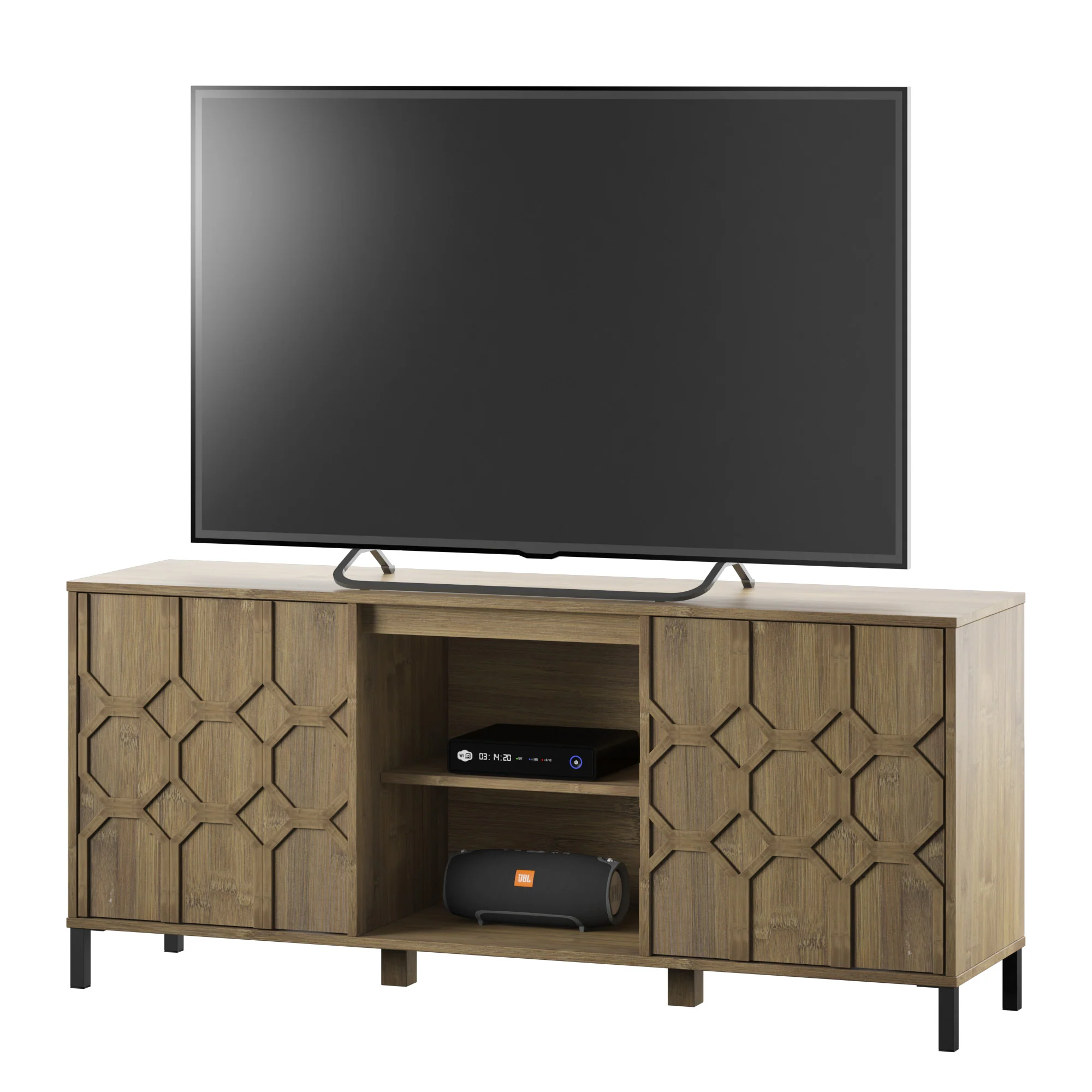 Wood Pattern Design 59' TV Stand Media Console - Image 4