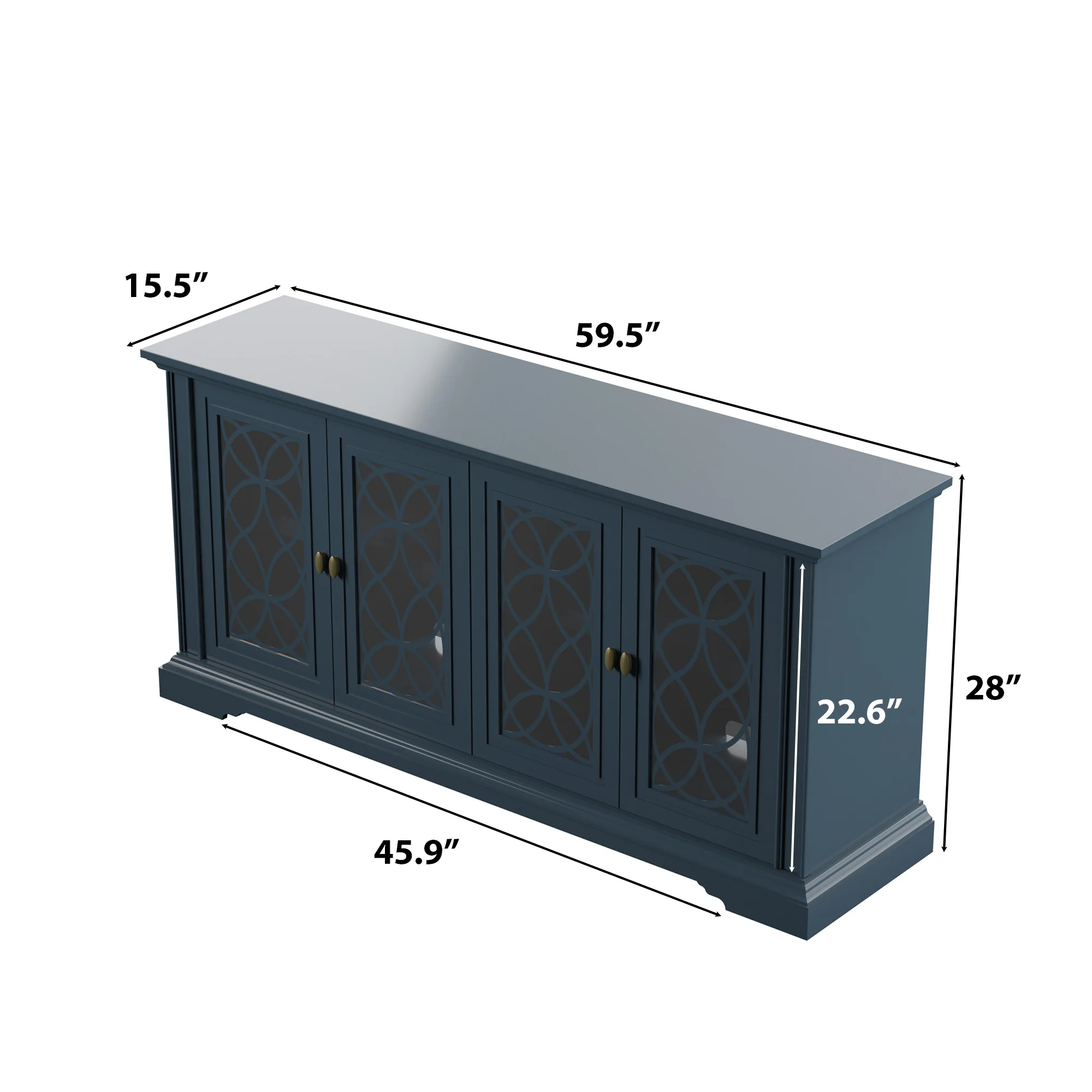 Classic Tempered Glass Design Doors TV Stand Media Console - Image 3