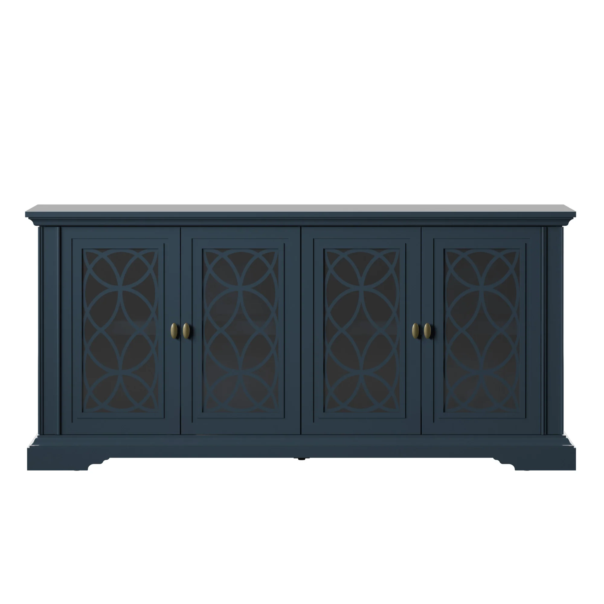 Classic Tempered Glass Design Doors TV Stand Media Console - Image 5