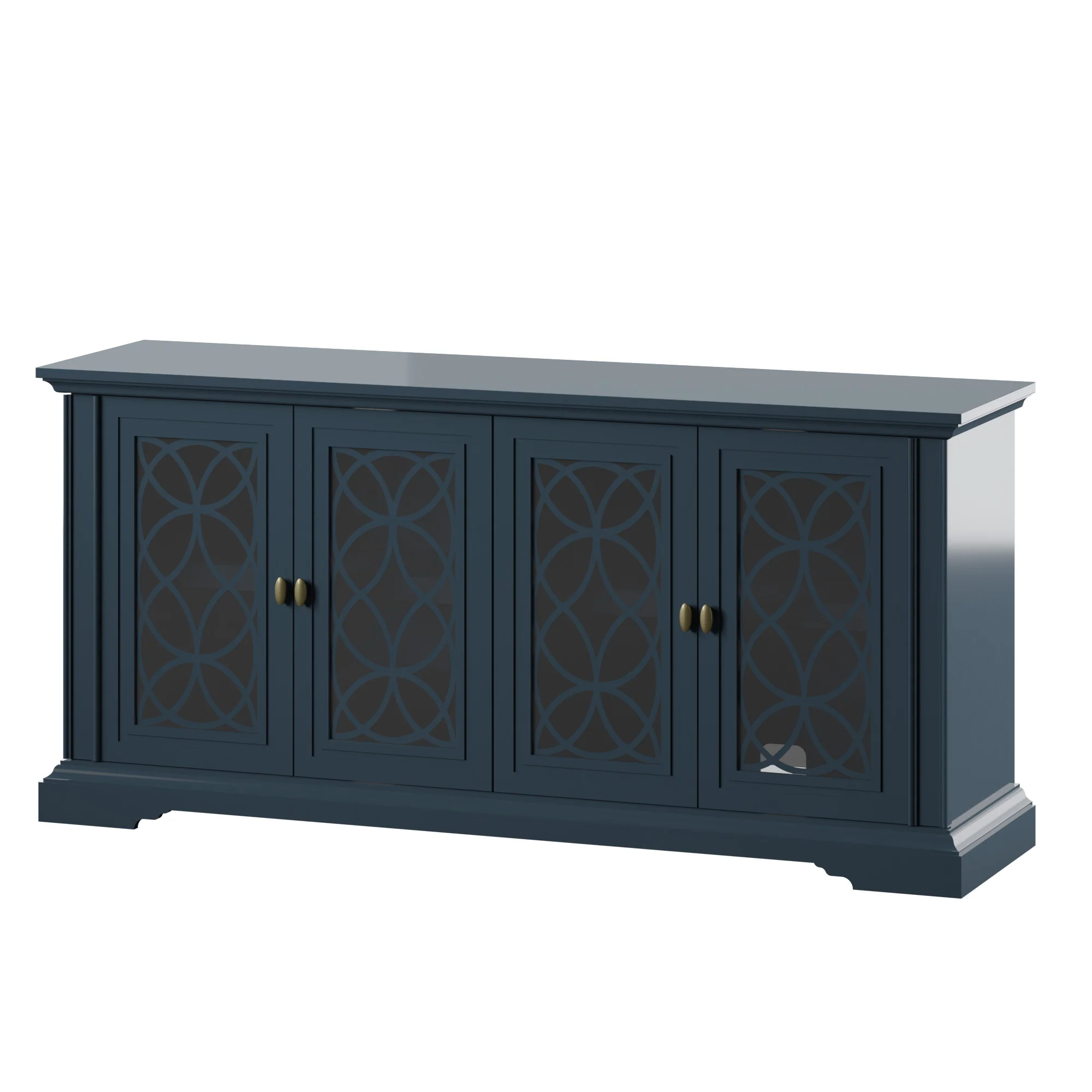 Classic Tempered Glass Design Doors TV Stand Media Console - Image 6