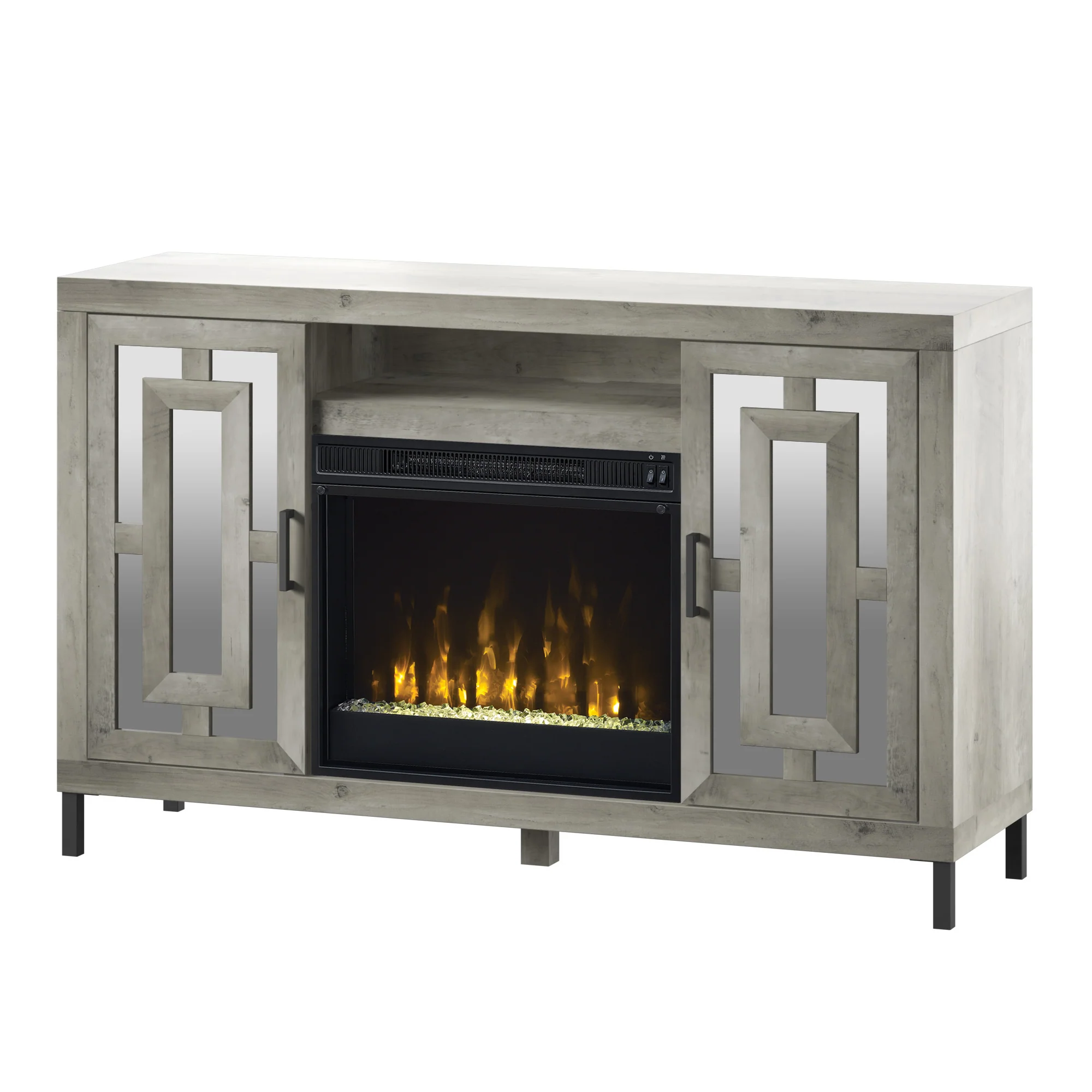Mirrored Cabinet Door with 23" Electric Fireplace TV Stand Media Console - Image 5