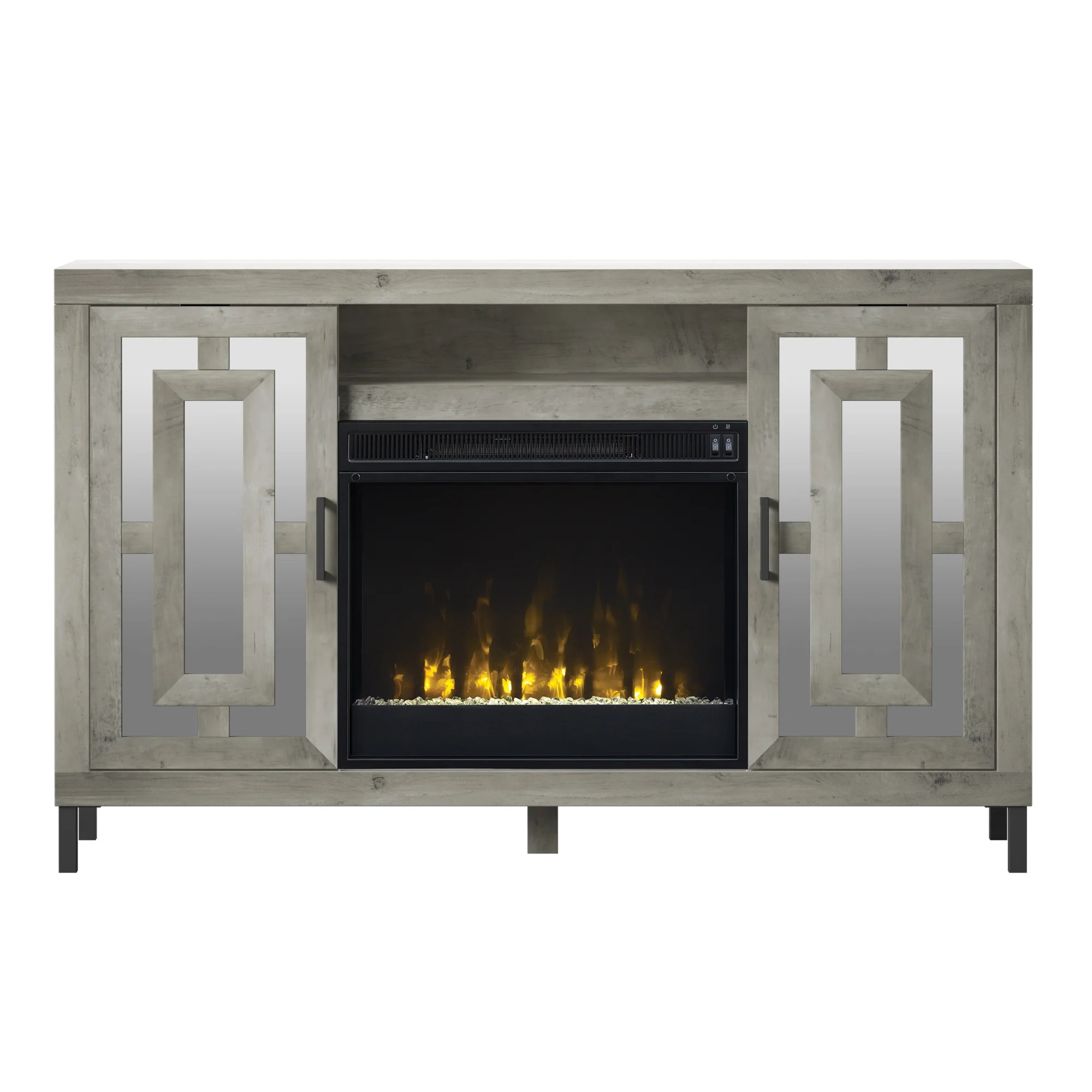 Mirrored Cabinet Door with 23" Electric Fireplace TV Stand Media Console - Image 7
