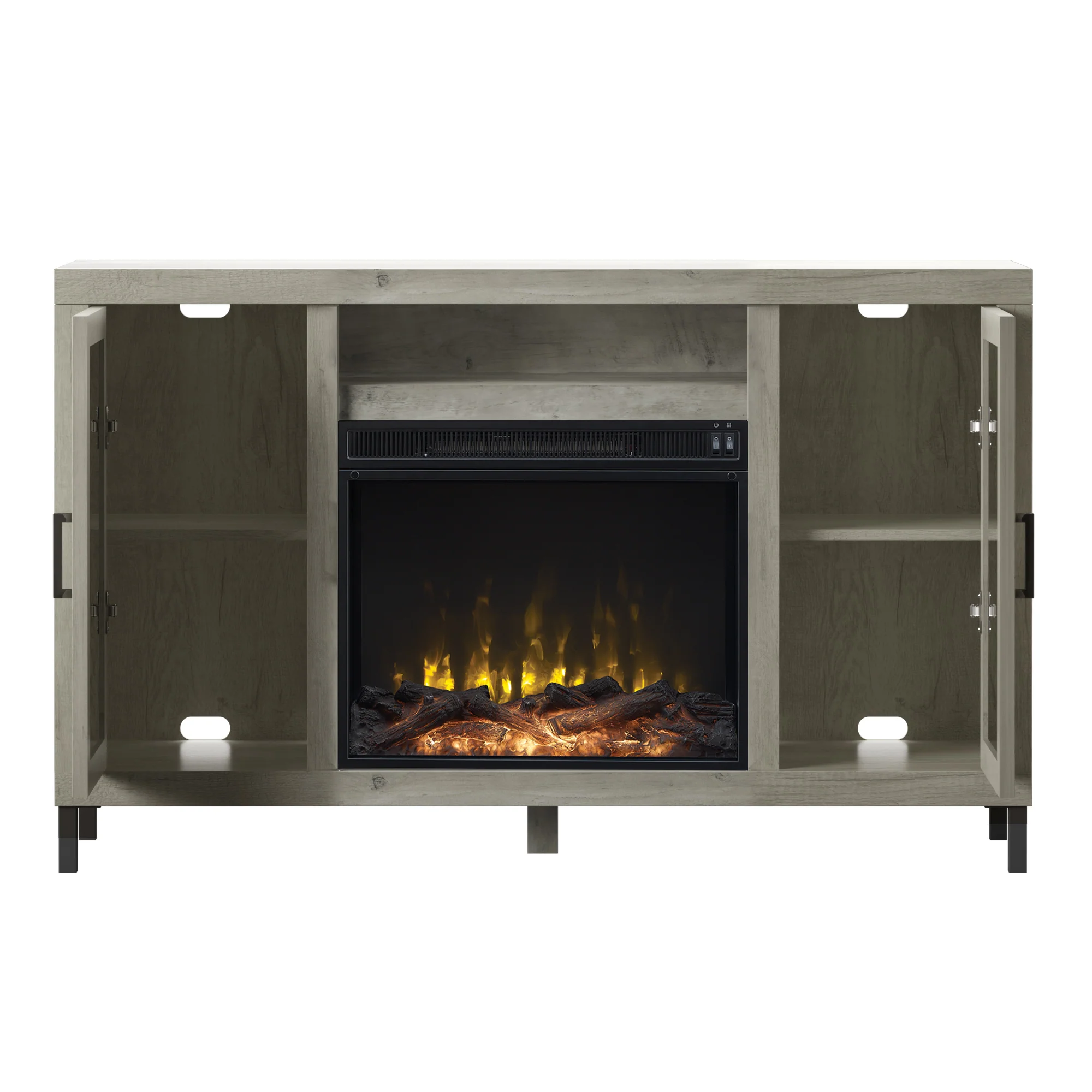 Mirrored Cabinet Door with 23" Electric Fireplace TV Stand Media Console - Image 8