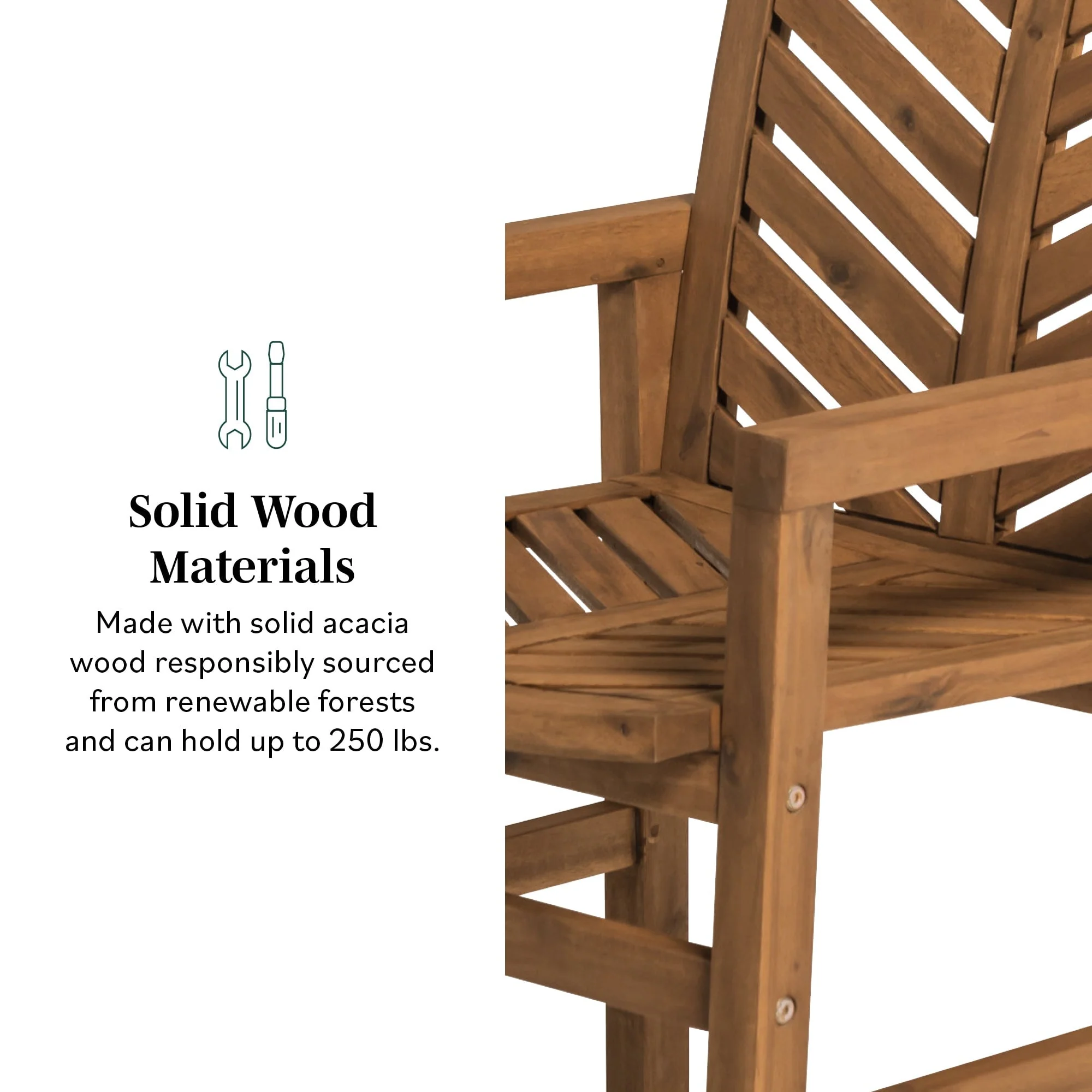 Vincent Patio Wood Chairs, Set of 2 - Image 4