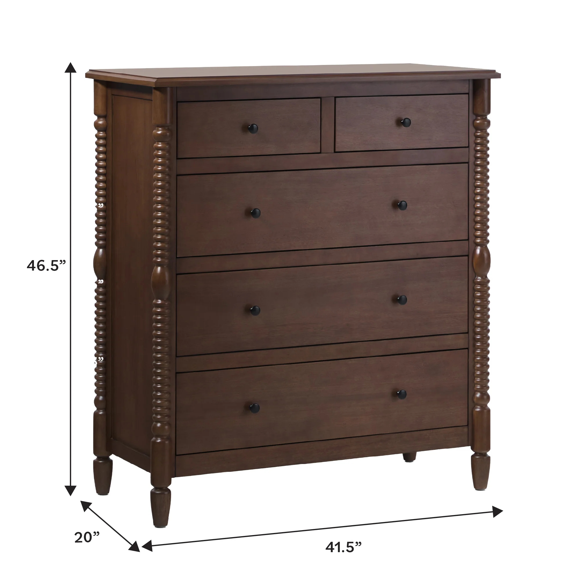Traditional Vivienne 5-Drawer Easy Assembly Solid Wood Dresser - Image 8