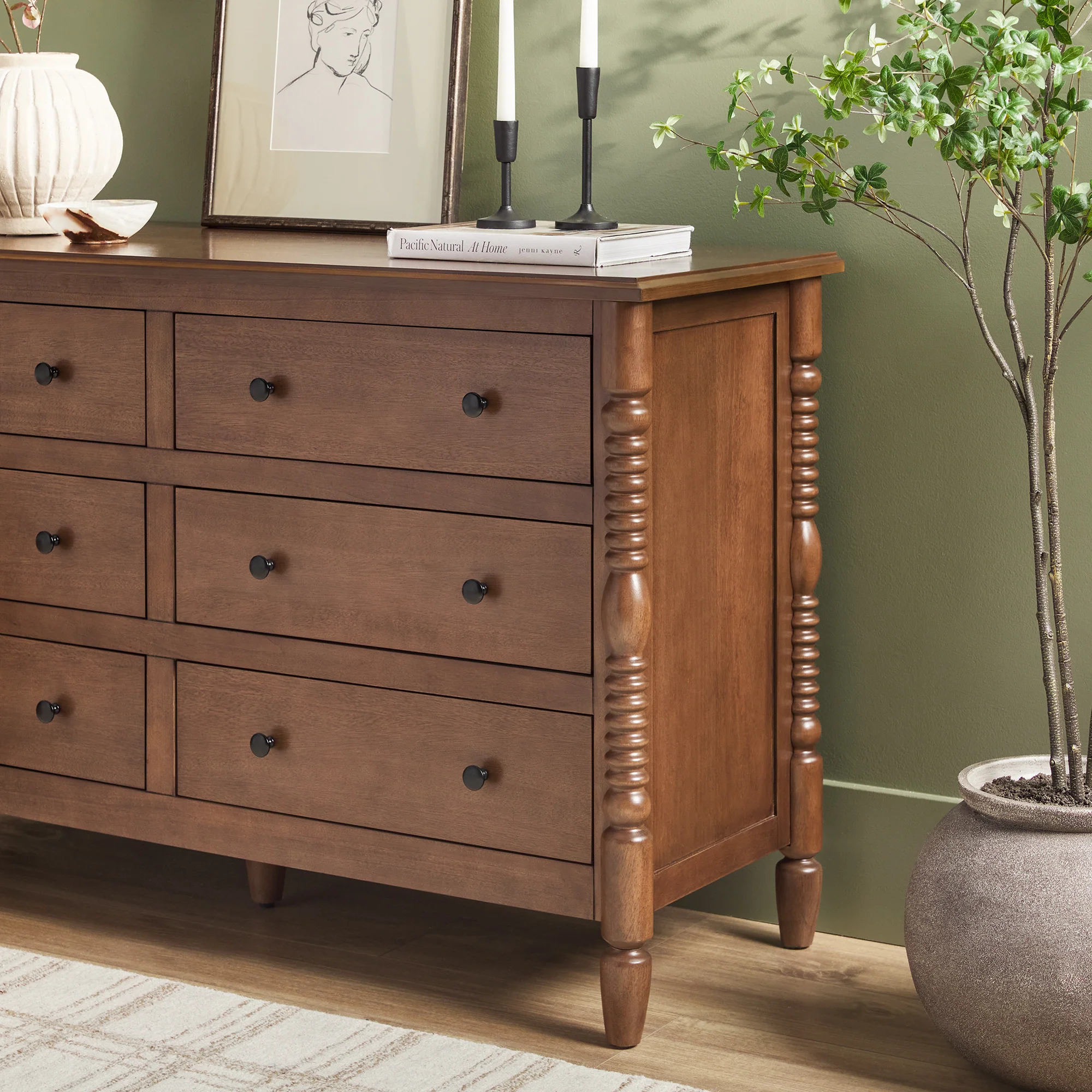 Traditional Vivienne 6-Drawer Easy Assembly Solid Wood Dresser - Image 12