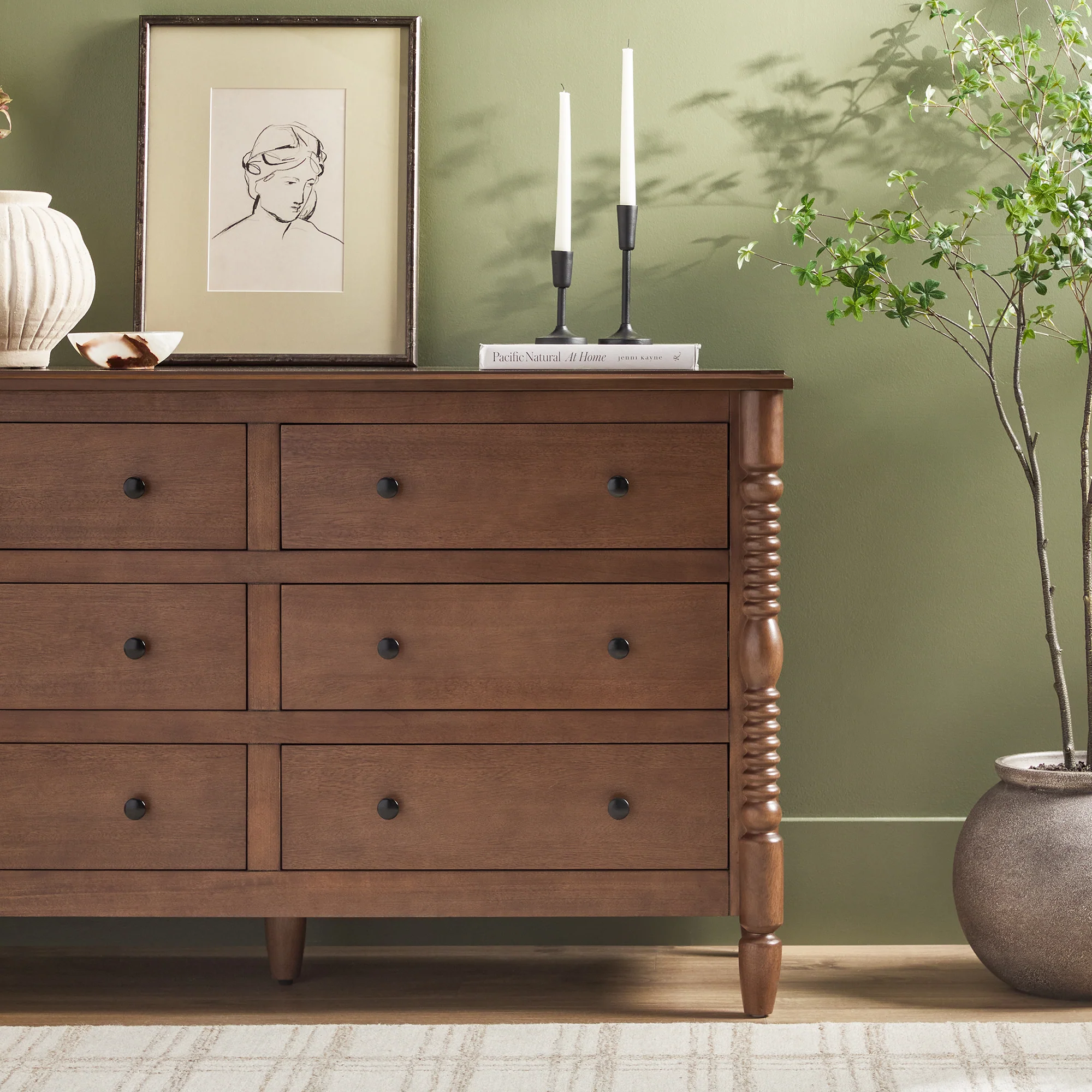 Traditional Vivienne 6-Drawer Easy Assembly Solid Wood Dresser - Image 14