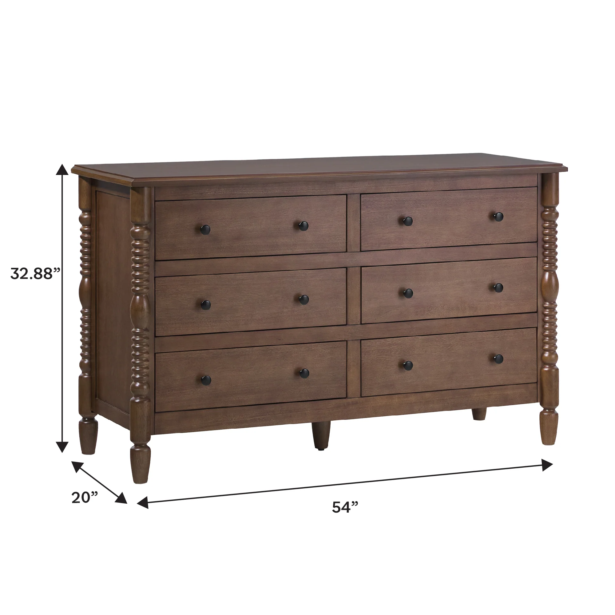 Traditional Vivienne 6-Drawer Easy Assembly Solid Wood Dresser - Image 5