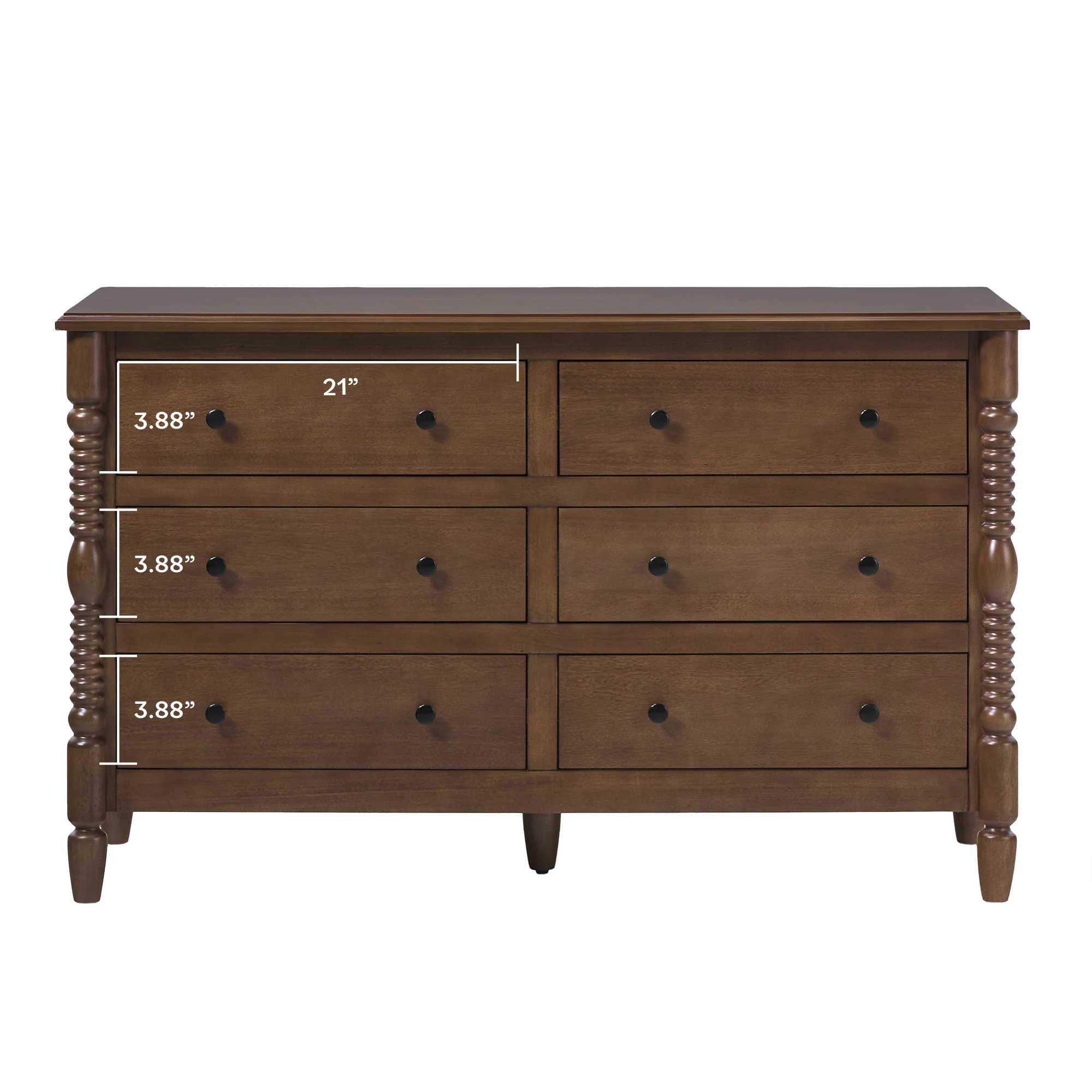 Traditional Vivienne 6-Drawer Easy Assembly Solid Wood Dresser - Image 9